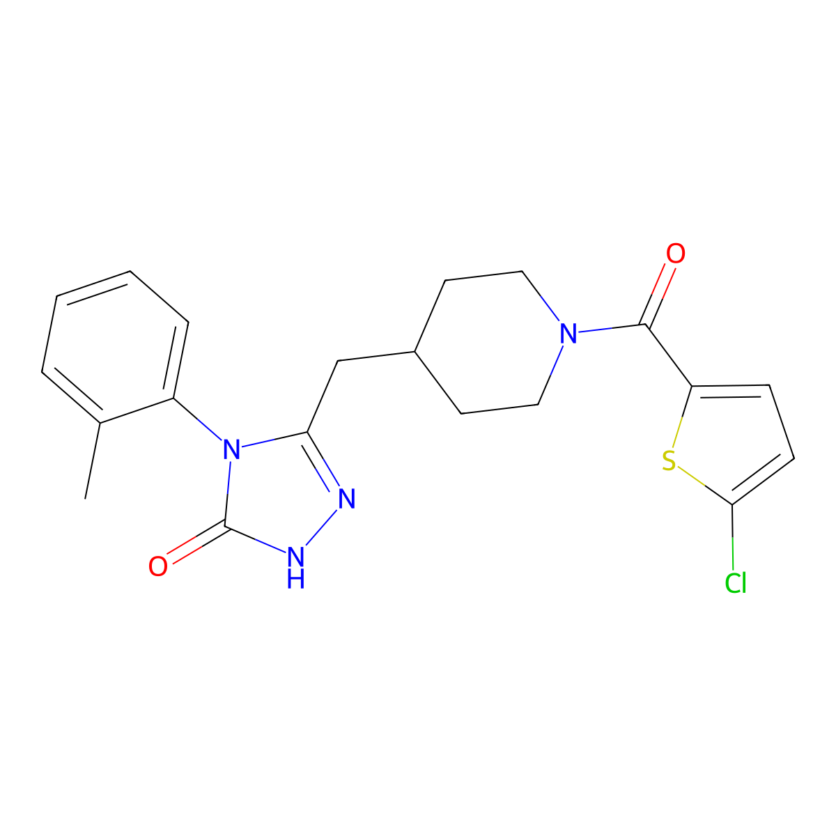 3-((1-(5-chlorothiophene-2-carbonyl)piperidin-4-yl)methyl)-4-(o-tolyl)-1H-1,2,4-triazol-5(4H)-one molecular structure, CAS 2034437-07-3