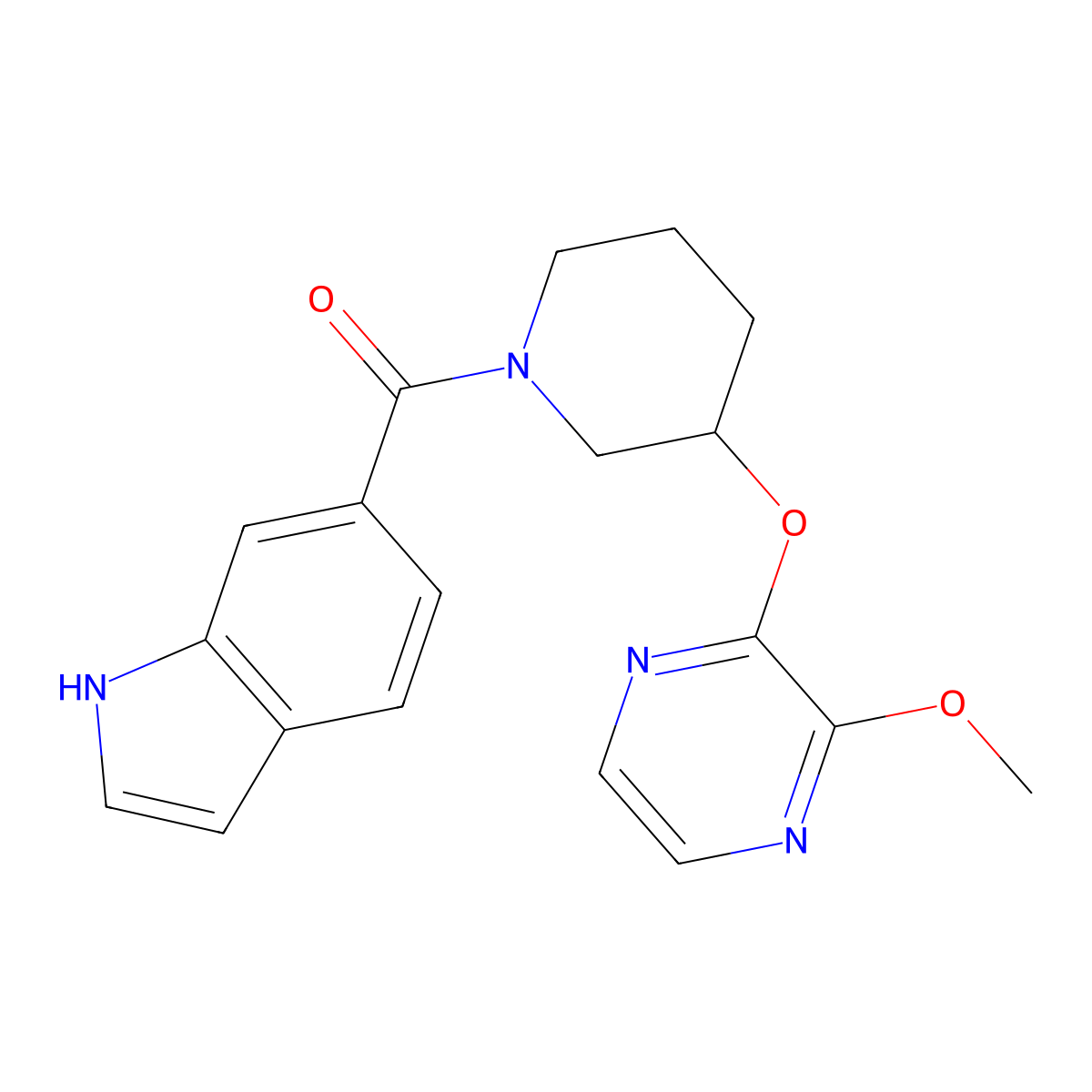 (1H-indol-6-yl)(3-((3-methoxypyrazin-2-yl)oxy)piperidin-1-yl)methanone molecular structure, CAS 2034437-16-4