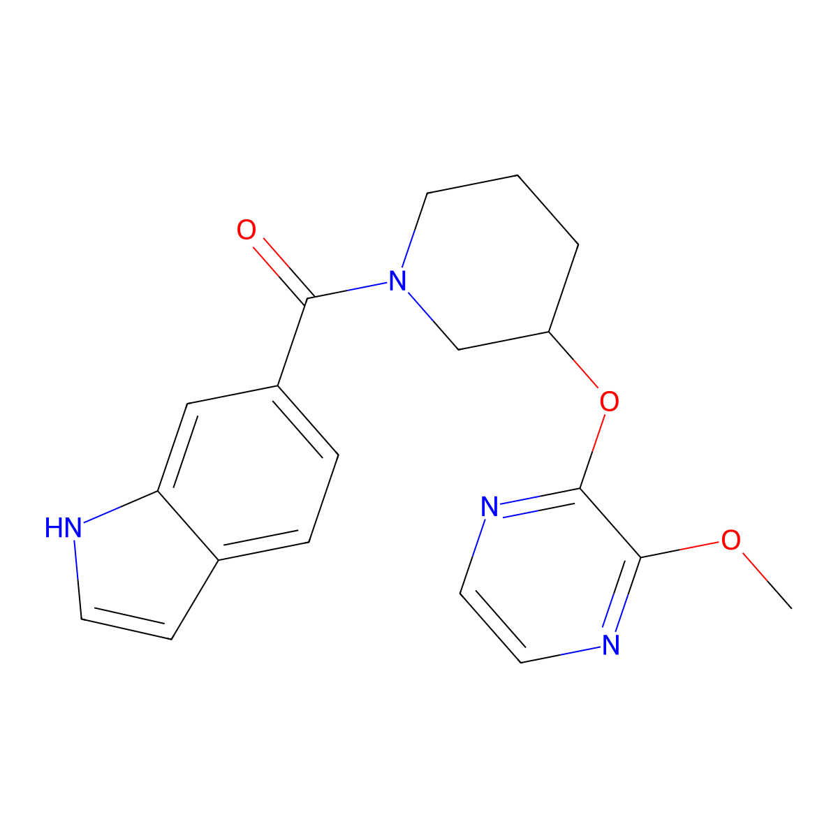 (1H-indol-6-yl)(3-((3-methoxypyrazin-2-yl)oxy)piperidin-1-yl)methanone molecular structure, CAS 2034437-16-4