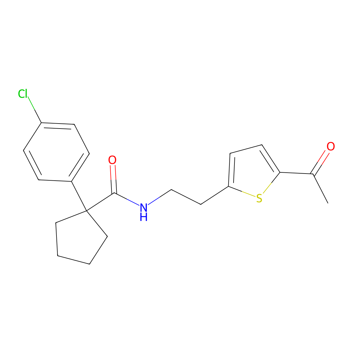 N-(2-(5-acetylthiophen-2-yl)ethyl)-1-(4-chlorophenyl)cyclopentanecarboxamide molecular structure, CAS 2034437-19-7