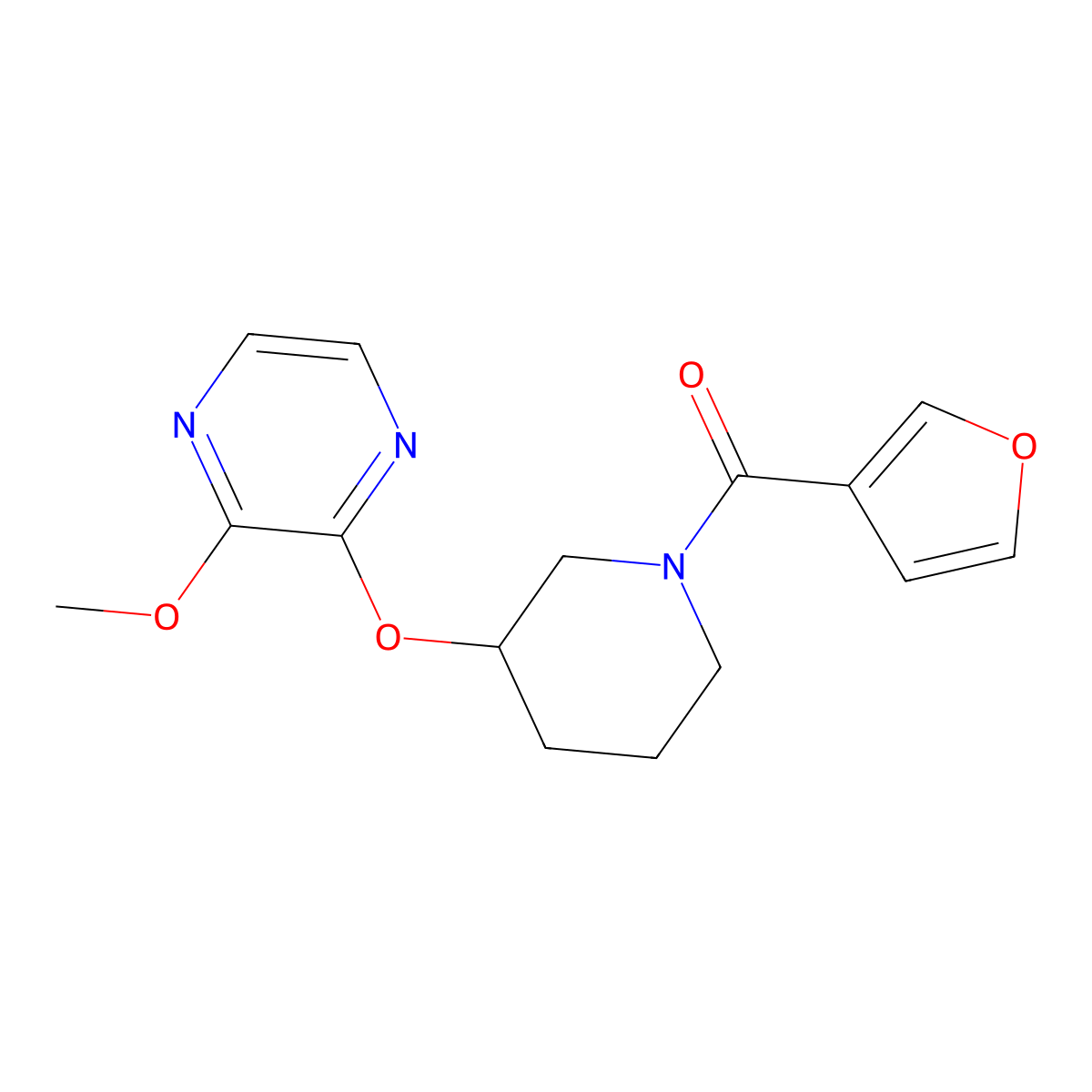 Furan-3-yl(3-((3-methoxypyrazin-2-yl)oxy)piperidin-1-yl)methanone molecular structure, CAS 2034437-23-3