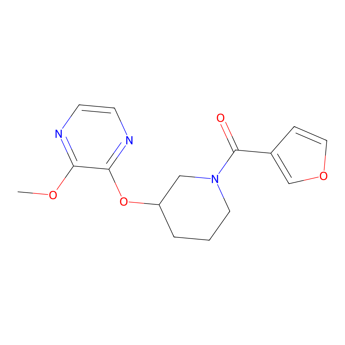 Furan-3-yl(3-((3-methoxypyrazin-2-yl)oxy)piperidin-1-yl)methanone molecular structure, CAS 2034437-23-3