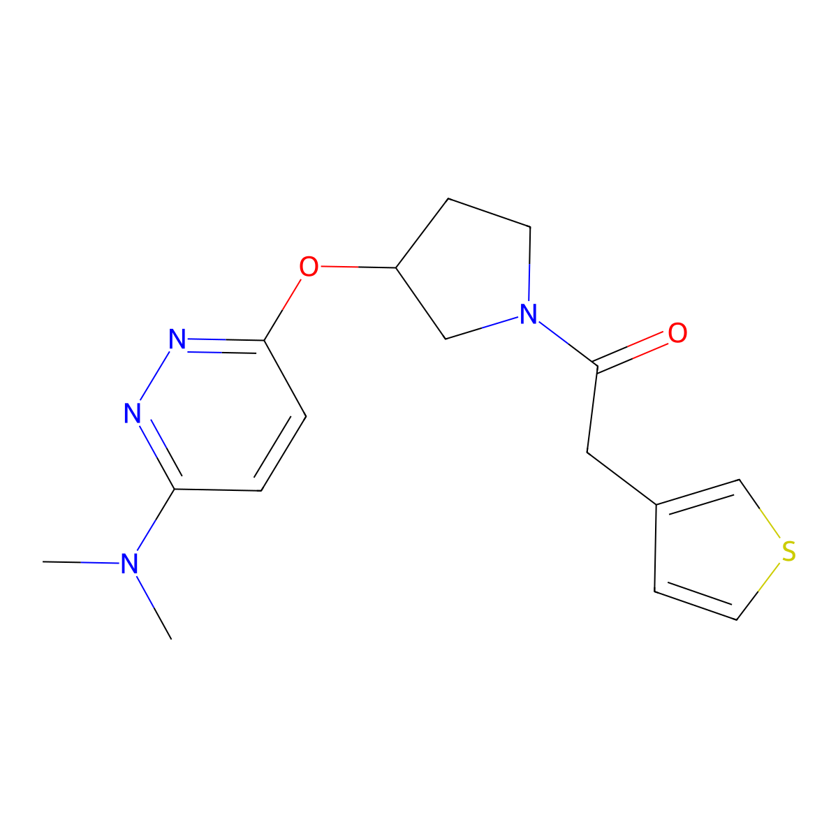 1-(3-((6-(Dimethylamino)pyridazin-3-yl)oxy)pyrrolidin-1-yl)-2-(thiophen-3-yl)ethanone molecular structure, CAS 2034437-26-6