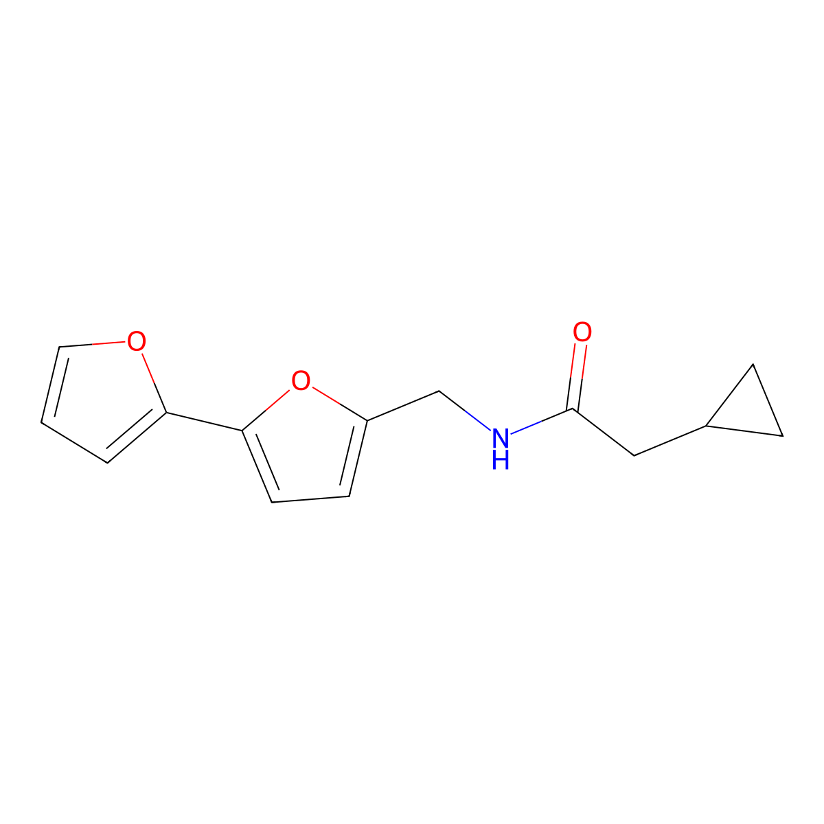 N-({[2,2'-bifuran]-5-yl}methyl)-2-cyclopropylacetamide molecular structure, CAS 2034437-27-7