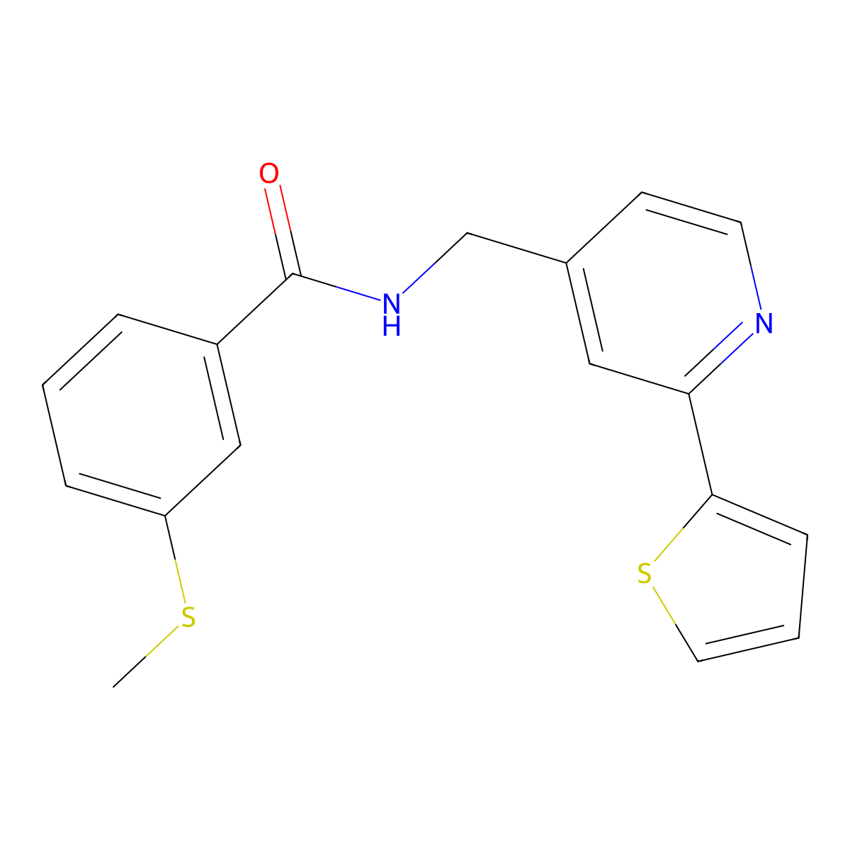 3-(methylthio)-N-((2-(thiophen-2-yl)pyridin-4-yl)methyl)benzamide molecular structure, CAS 2034437-31-3