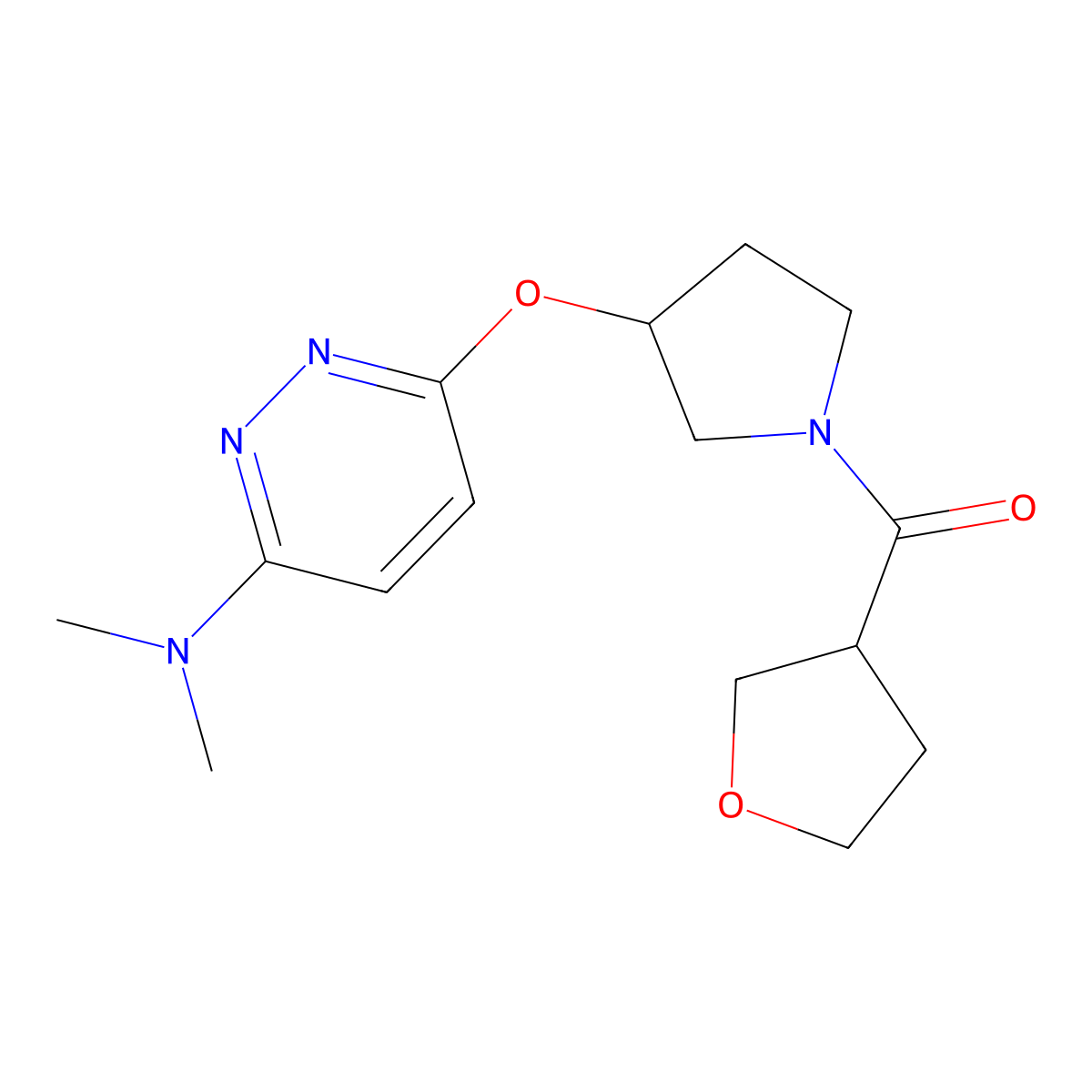 (3-((6-(Dimethylamino)pyridazin-3-yl)oxy)pyrrolidin-1-yl)(tetrahydrofuran-3-yl)methanone molecular structure, CAS 2034437-32-4
