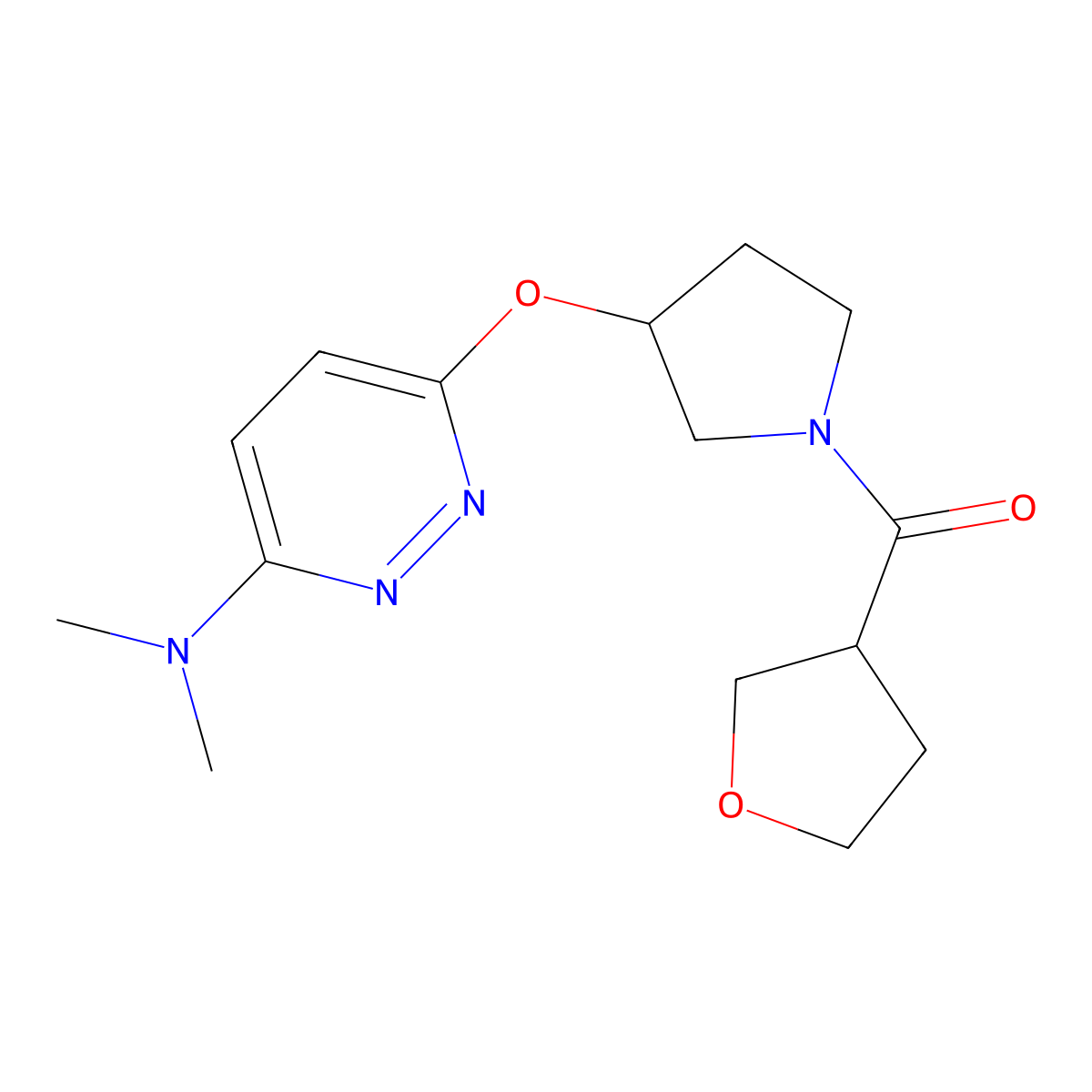 (3-((6-(Dimethylamino)pyridazin-3-yl)oxy)pyrrolidin-1-yl)(tetrahydrofuran-3-yl)methanone molecular structure, CAS 2034437-32-4