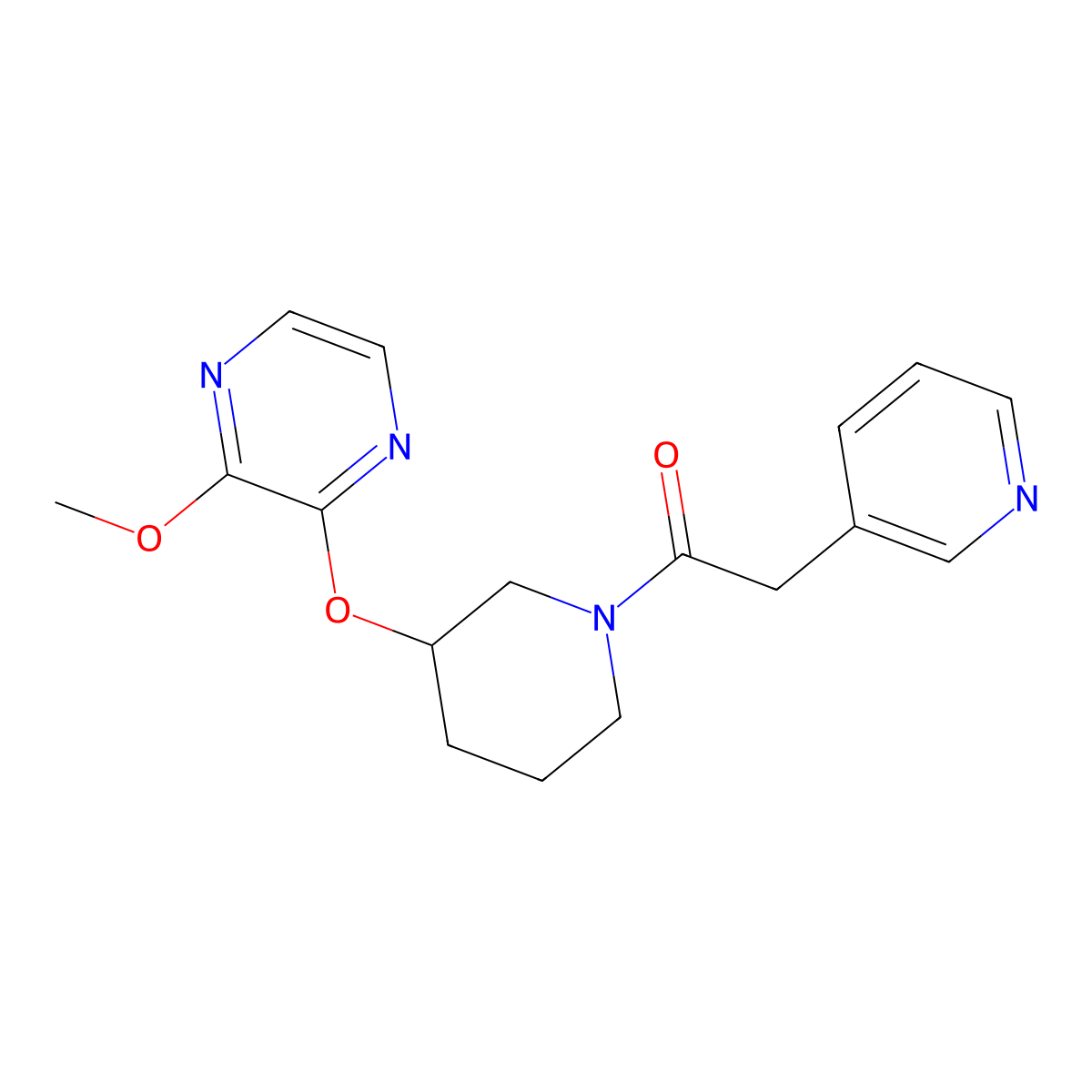 1-(3-((3-Methoxypyrazin-2-yl)oxy)piperidin-1-yl)-2-(pyridin-3-yl)ethanone molecular structure, CAS 2034437-38-0