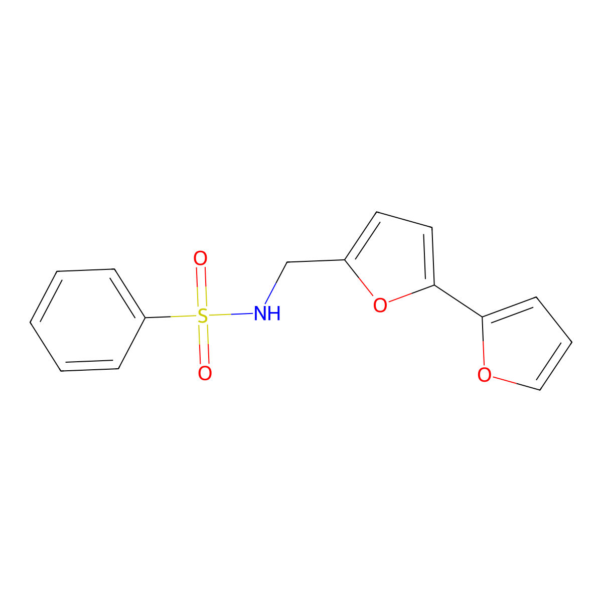 N-([2,2'-bifuran]-5-ylmethyl)benzenesulfonamide molecular structure, CAS 2034437-39-1