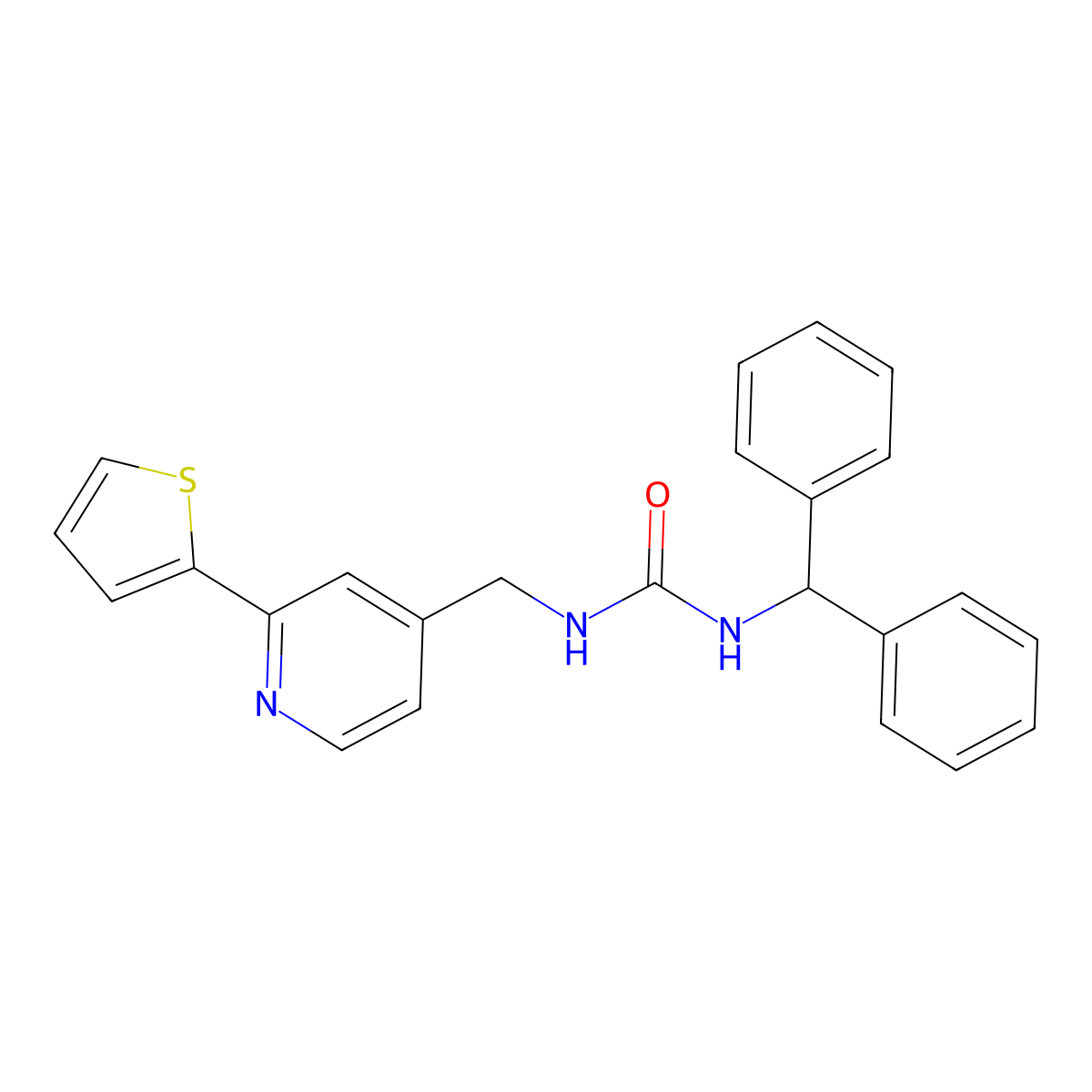 1-Benzhydryl-3-((2-(thiophen-2-yl)pyridin-4-yl)methyl)urea molecular structure, CAS 2034437-47-1