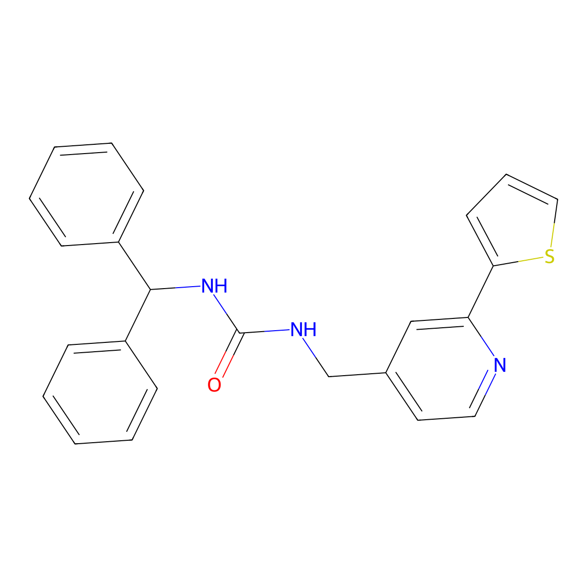 1-Benzhydryl-3-((2-(thiophen-2-yl)pyridin-4-yl)methyl)urea molecular structure, CAS 2034437-47-1