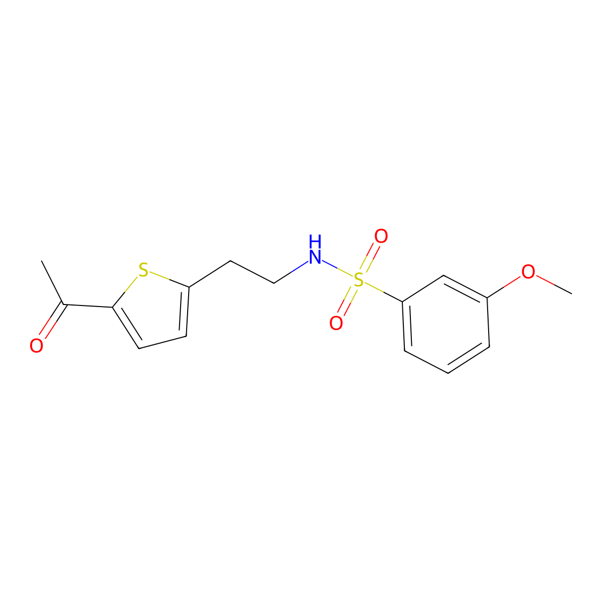 N-(2-(5-acetylthiophen-2-yl)ethyl)-3-methoxybenzenesulfonamide molecular structure, CAS 2034437-49-3