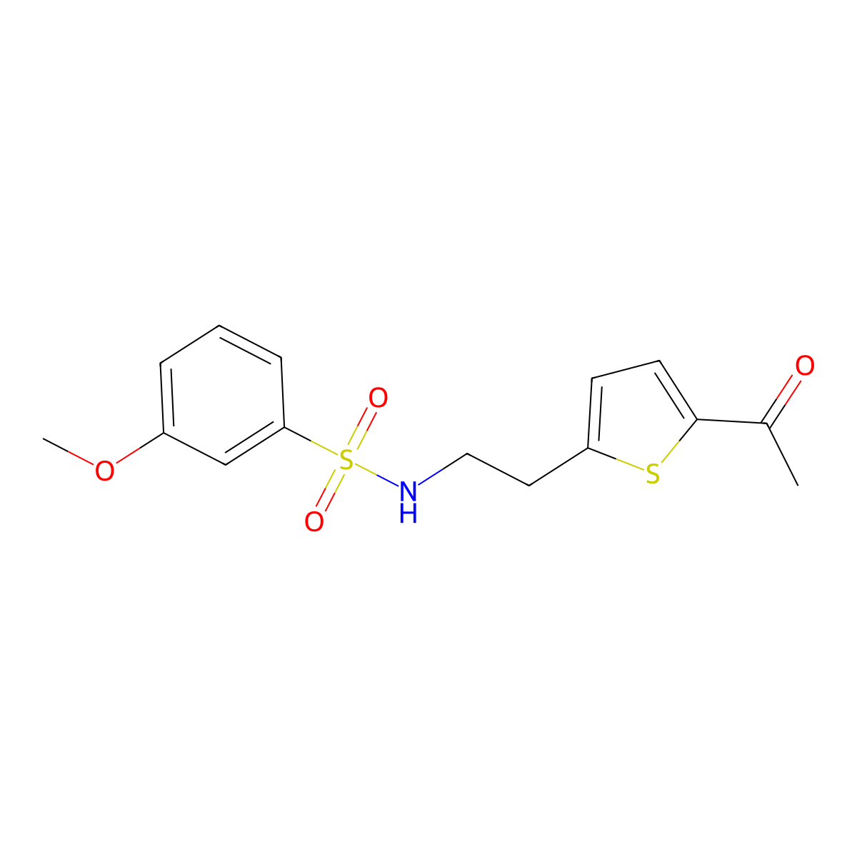 N-(2-(5-acetylthiophen-2-yl)ethyl)-3-methoxybenzenesulfonamide molecular structure, CAS 2034437-49-3