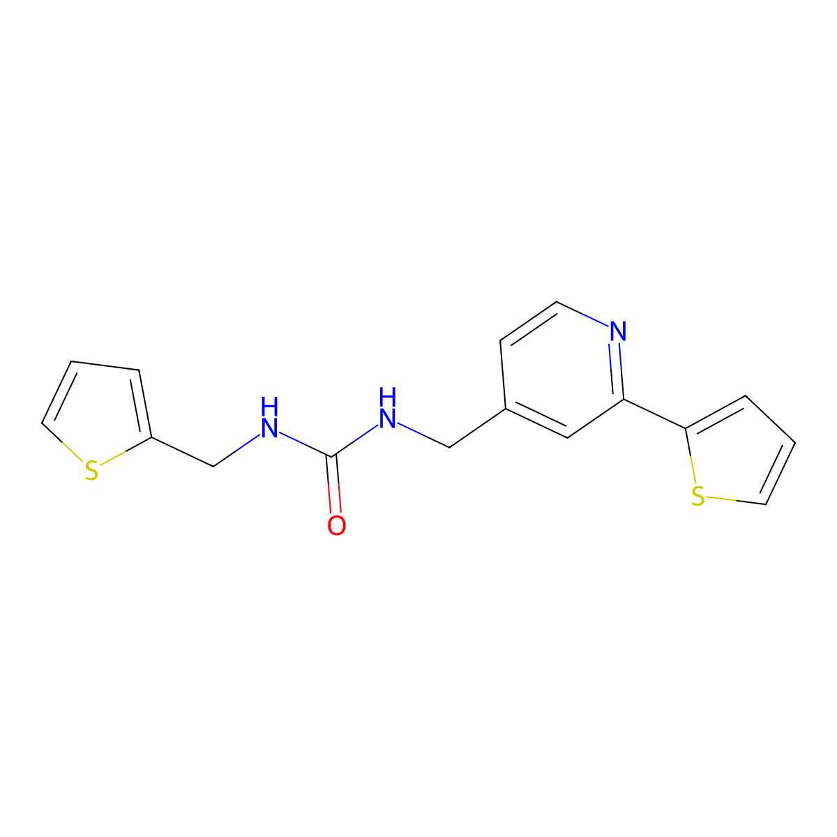 1-((2-(Thiophen-2-yl)pyridin-4-yl)methyl)-3-(thiophen-2-ylmethyl)urea molecular structure, CAS 2034437-54-0