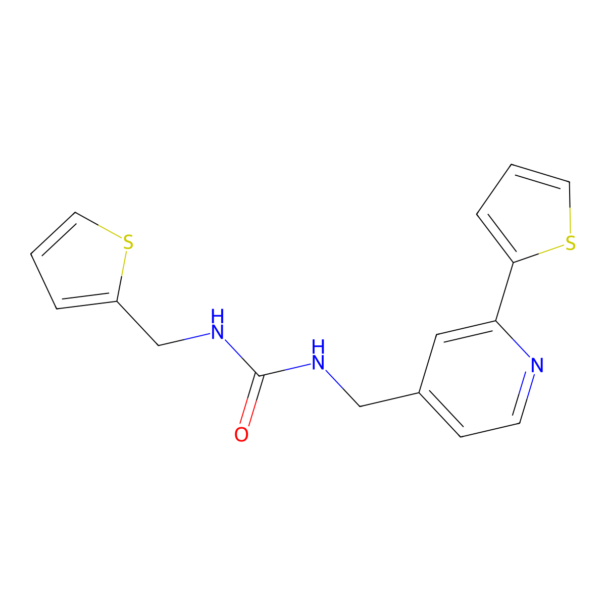 1-((2-(Thiophen-2-yl)pyridin-4-yl)methyl)-3-(thiophen-2-ylmethyl)urea molecular structure, CAS 2034437-54-0