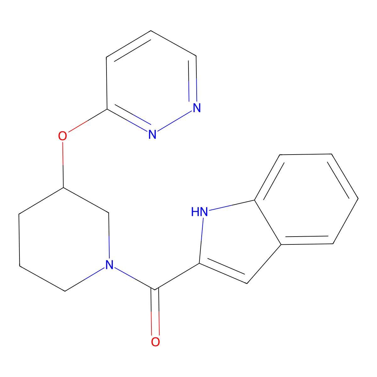 (1H-indol-2-yl)(3-(pyridazin-3-yloxy)piperidin-1-yl)methanone molecular structure, CAS 2034437-58-4