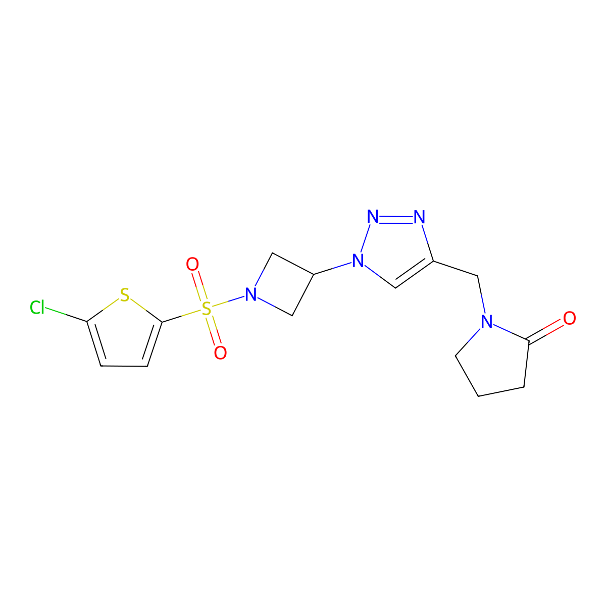 1-((1-(1-((5-chlorothiophen-2-yl)sulfonyl)azetidin-3-yl)-1H-1,2,3-triazol-4-yl)methyl)pyrrolidin-2-one molecular structure, CAS 2034437-60-8