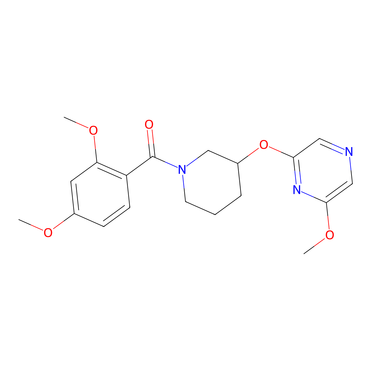 (2,4-Dimethoxyphenyl)(3-((6-methoxypyrazin-2-yl)oxy)piperidin-1-yl)methanone molecular structure, CAS 2034437-62-0
