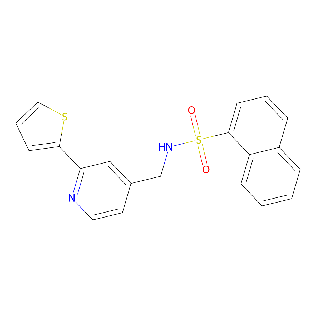 N-((2-(thiophen-2-yl)pyridin-4-yl)methyl)naphthalene-1-sulfonamide molecular structure, CAS 2034437-63-1