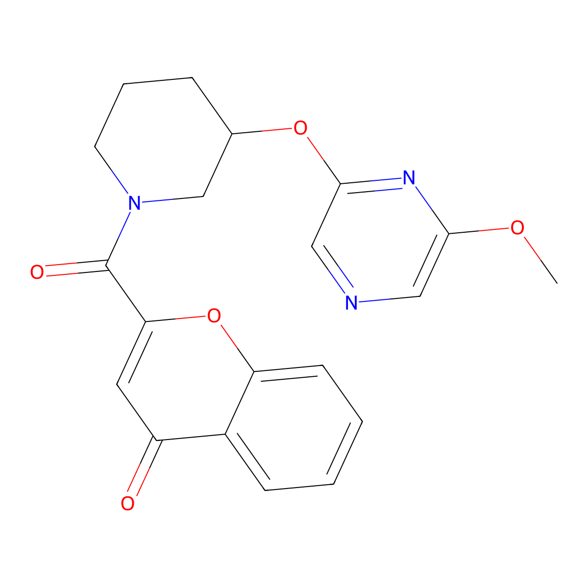 2-{3-[(6-methoxypyrazin-2-yl)oxy]piperidine-1-carbonyl}-4H-chromen-4-one molecular structure, CAS 2034437-70-0