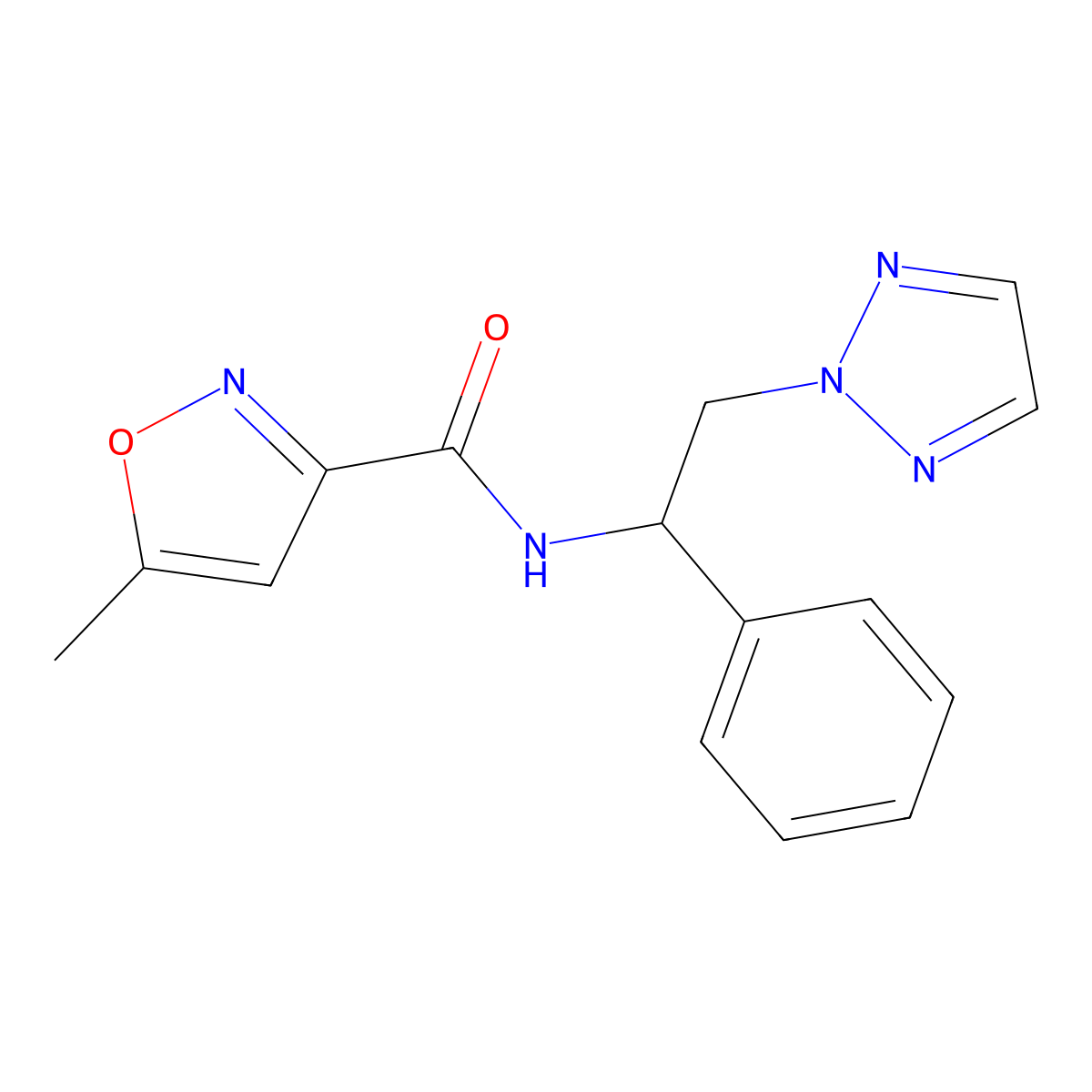 5-methyl-N-(1-phenyl-2-(2H-1,2,3-triazol-2-yl)ethyl)isoxazole-3-carboxamide molecular structure, CAS 2034437-80-2