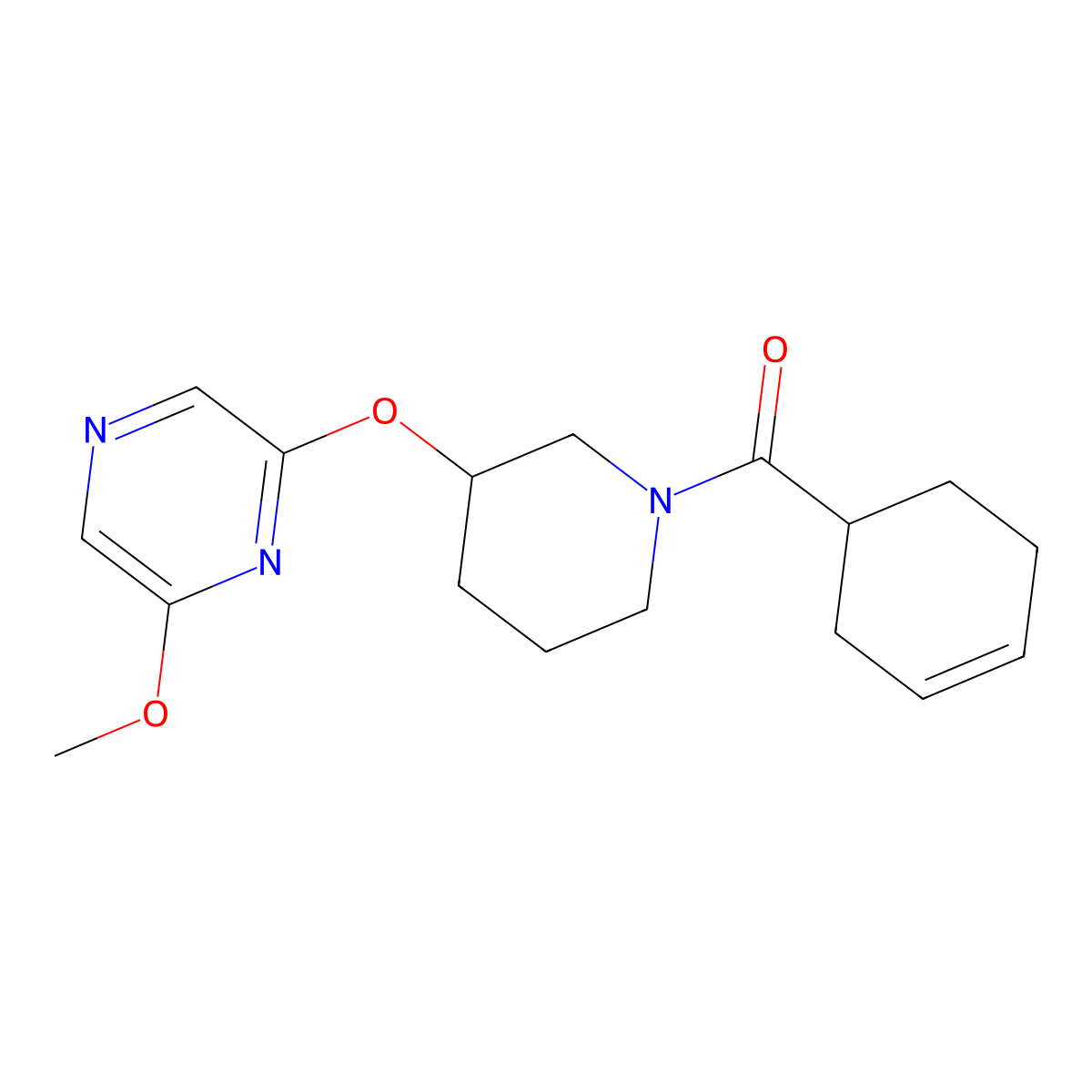 Cyclohex-3-en-1-yl(3-((6-methoxypyrazin-2-yl)oxy)piperidin-1-yl)methanone molecular structure, CAS 2034437-82-4