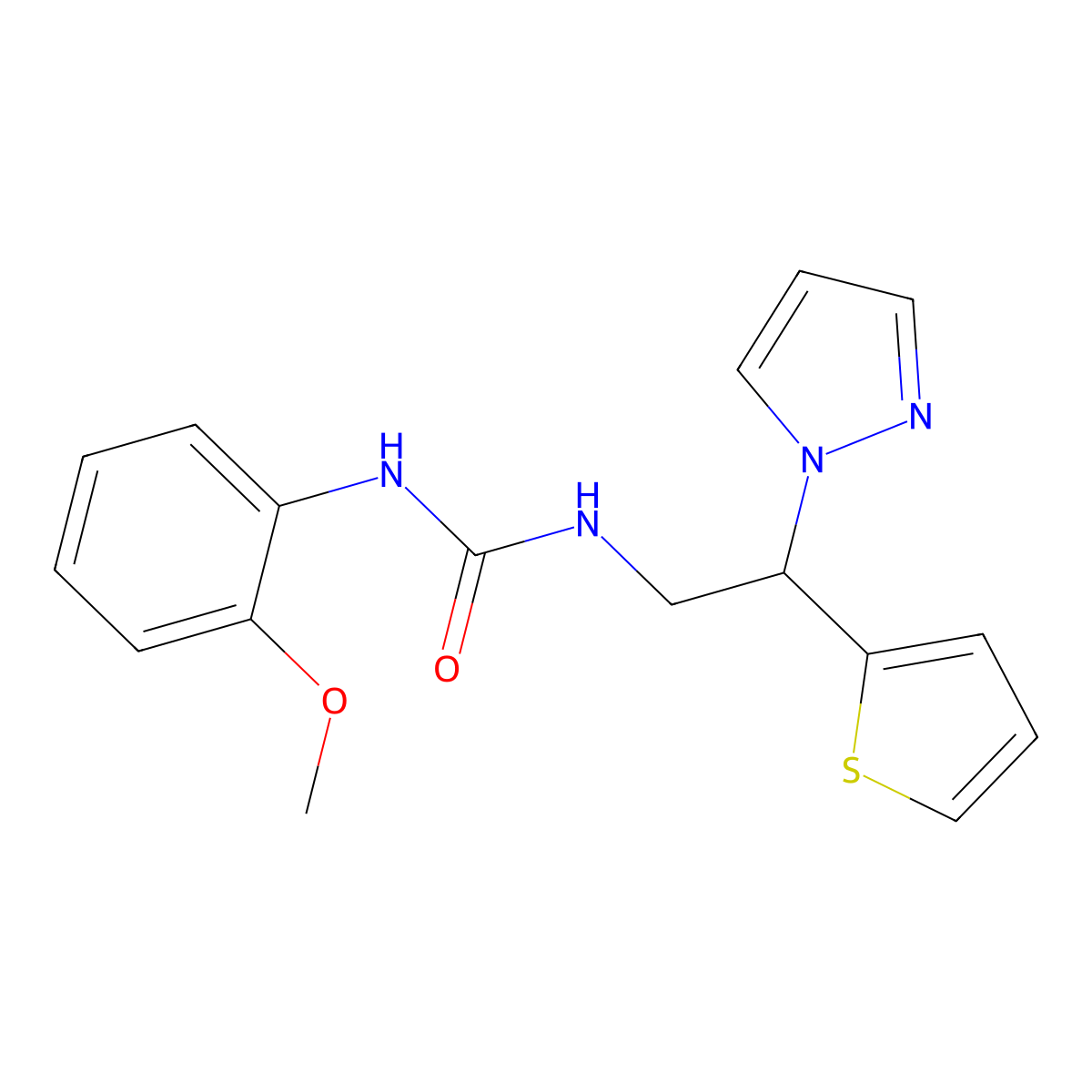 1-(2-(1H-pyrazol-1-yl)-2-(thiophen-2-yl)ethyl)-3-(2-methoxyphenyl)urea molecular structure, CAS 2034437-83-5