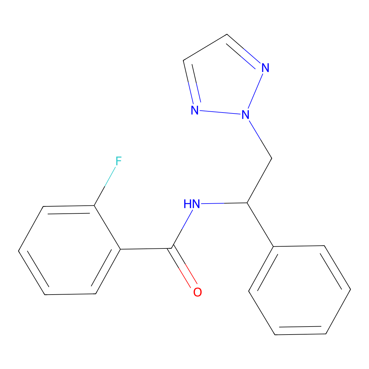 2-fluoro-N-(1-phenyl-2-(2H-1,2,3-triazol-2-yl)ethyl)benzamide molecular structure, CAS 2034437-86-8