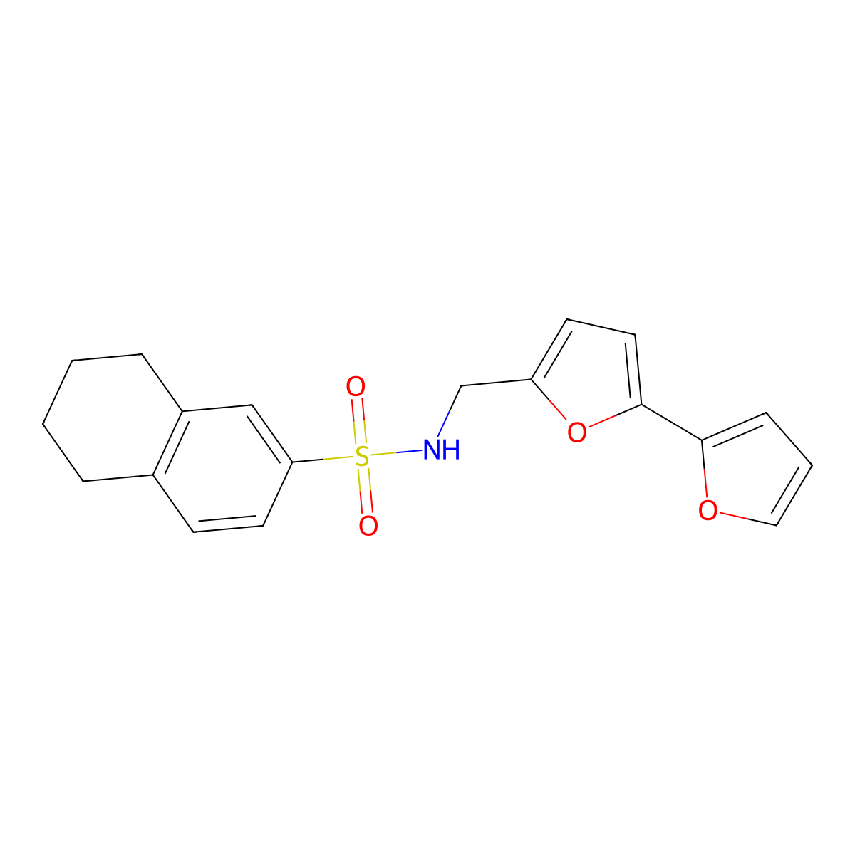 N-({[2,2'-bifuran]-5-yl}methyl)-5,6,7,8-tetrahydronaphthalene-2-sulfonamide molecular structure, CAS 2034437-93-7