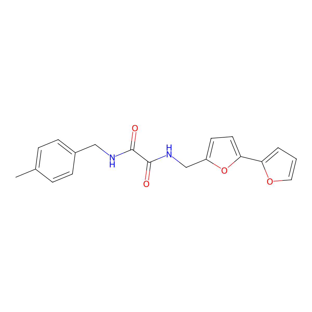 N1-([2,2'-bifuran]-5-ylmethyl)-N2-(4-methylbenzyl)oxalamide molecular structure, CAS 2034437-98-2