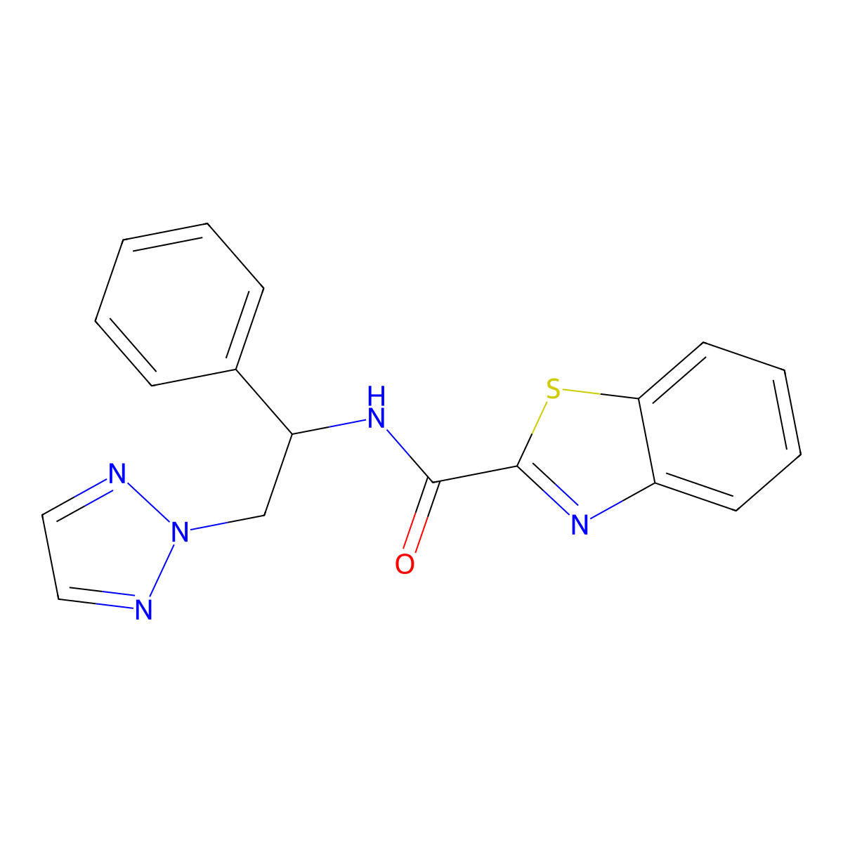 N-(1-phenyl-2-(2H-1,2,3-triazol-2-yl)ethyl)benzo[d]thiazole-2-carboxamide molecular structure, CAS 2034437-99-3