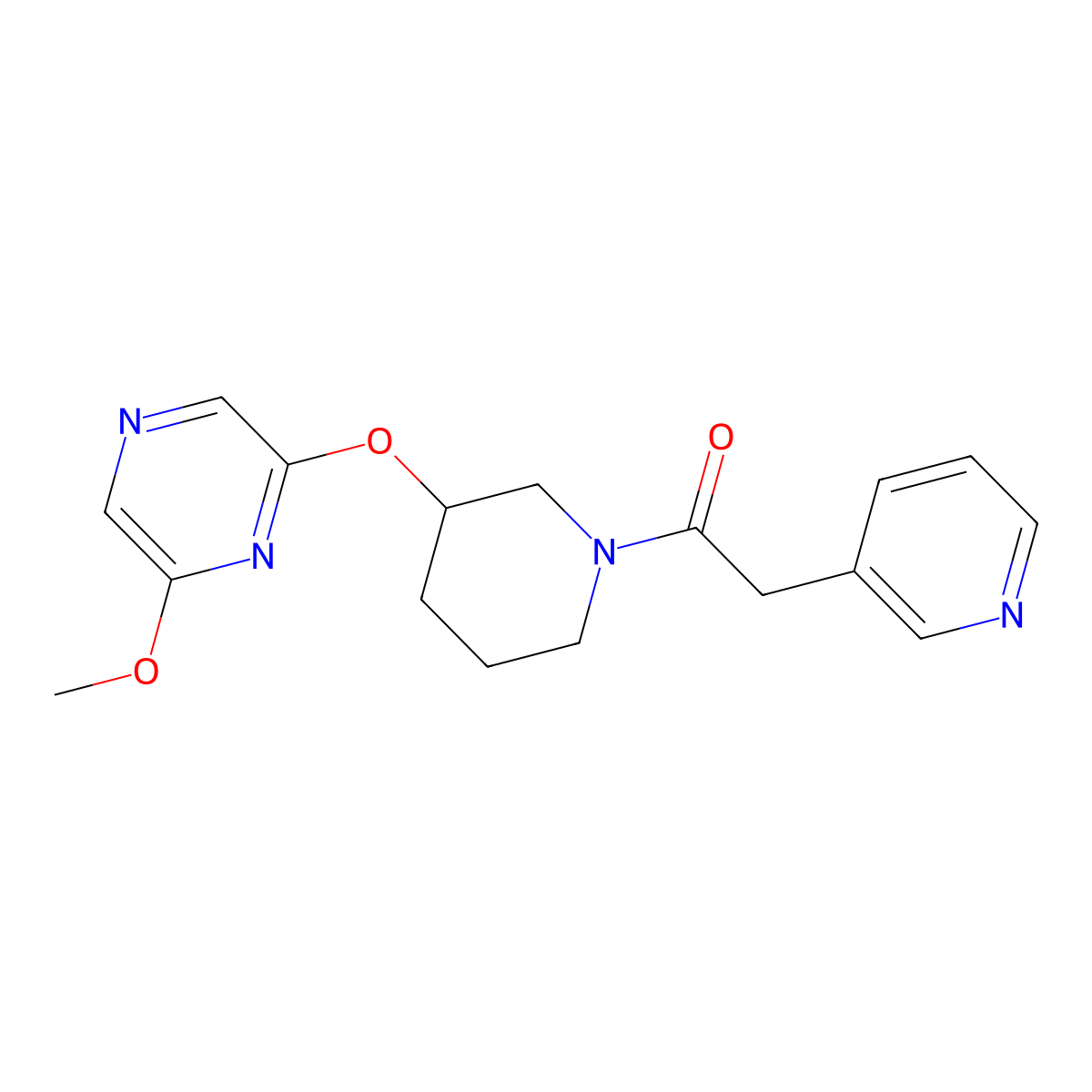 1-(3-((6-Methoxypyrazin-2-yl)oxy)piperidin-1-yl)-2-(pyridin-3-yl)ethanone molecular structure, CAS 2034438-06-5