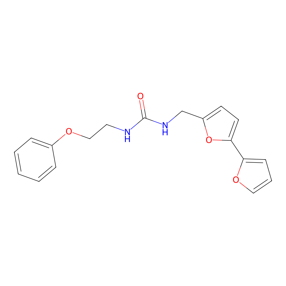 1-([2,2'-Bifuran]-5-ylmethyl)-3-(2-phenoxyethyl)urea molecular structure, CAS 2034438-08-7