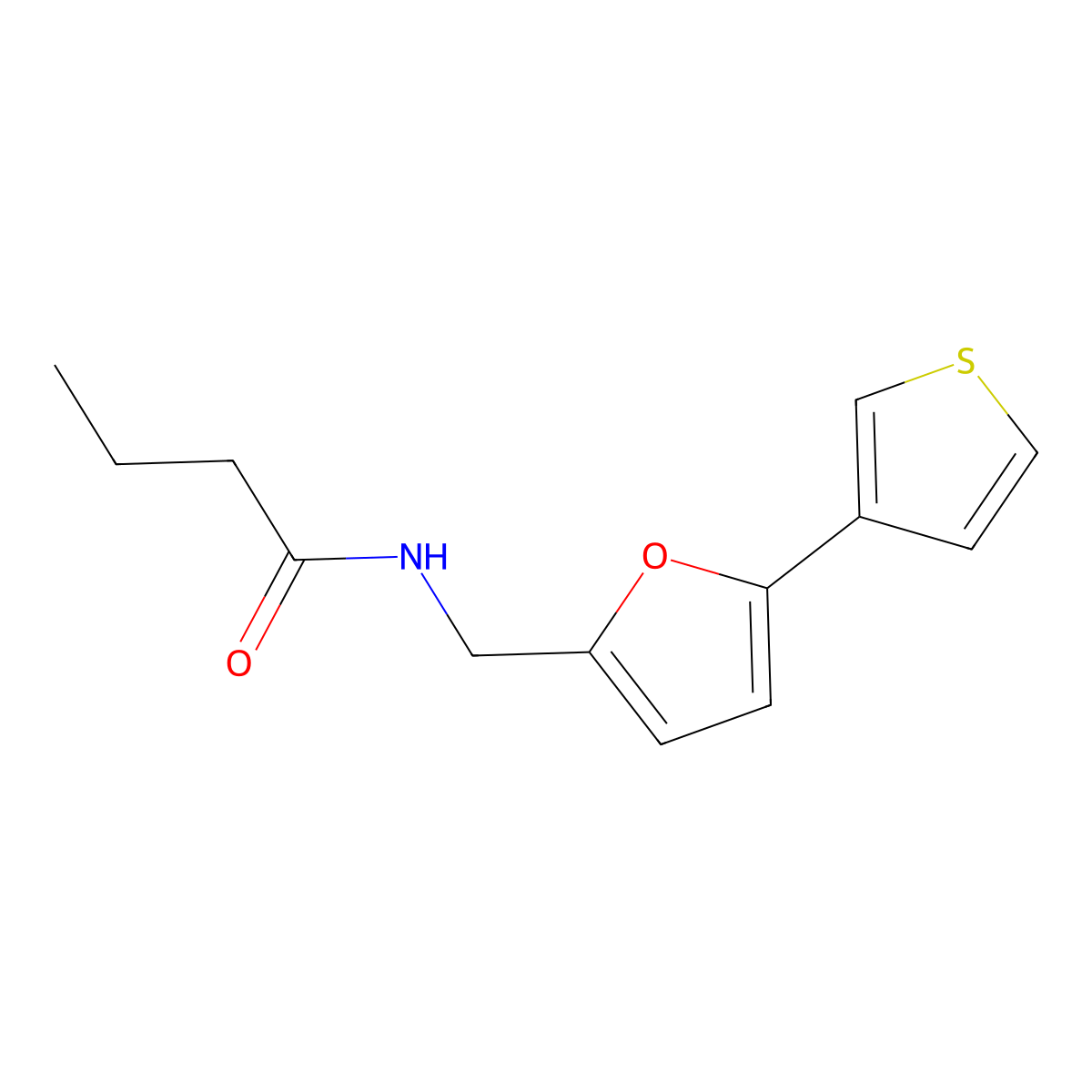 N-((5-(thiophen-3-yl)furan-2-yl)methyl)butyramide molecular structure, CAS 2034438-15-6