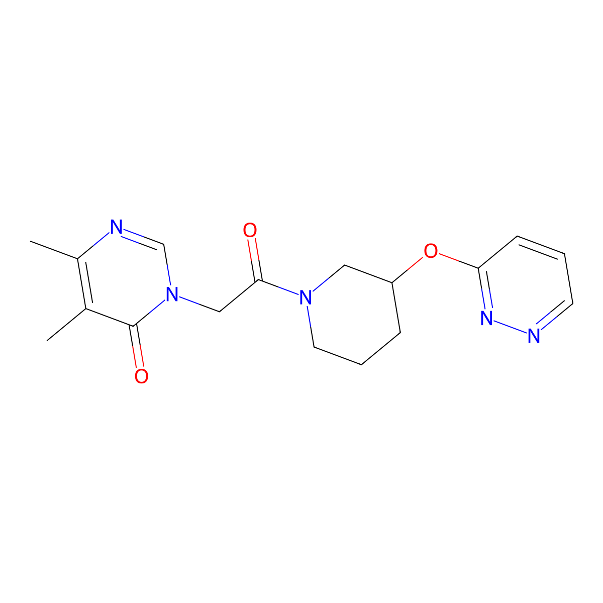 5,6-dimethyl-3-(2-oxo-2-(3-(pyridazin-3-yloxy)piperidin-1-yl)ethyl)pyrimidin-4(3H)-one molecular structure, CAS 2034438-17-8