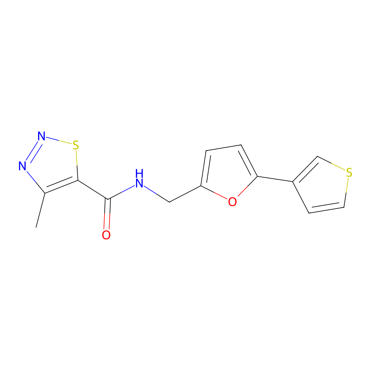4-methyl-N-{[5-(thiophen-3-yl)furan-2-yl]methyl}-1,2,3-thiadiazole-5-carboxamide molecular structure, CAS 2034438-19-0