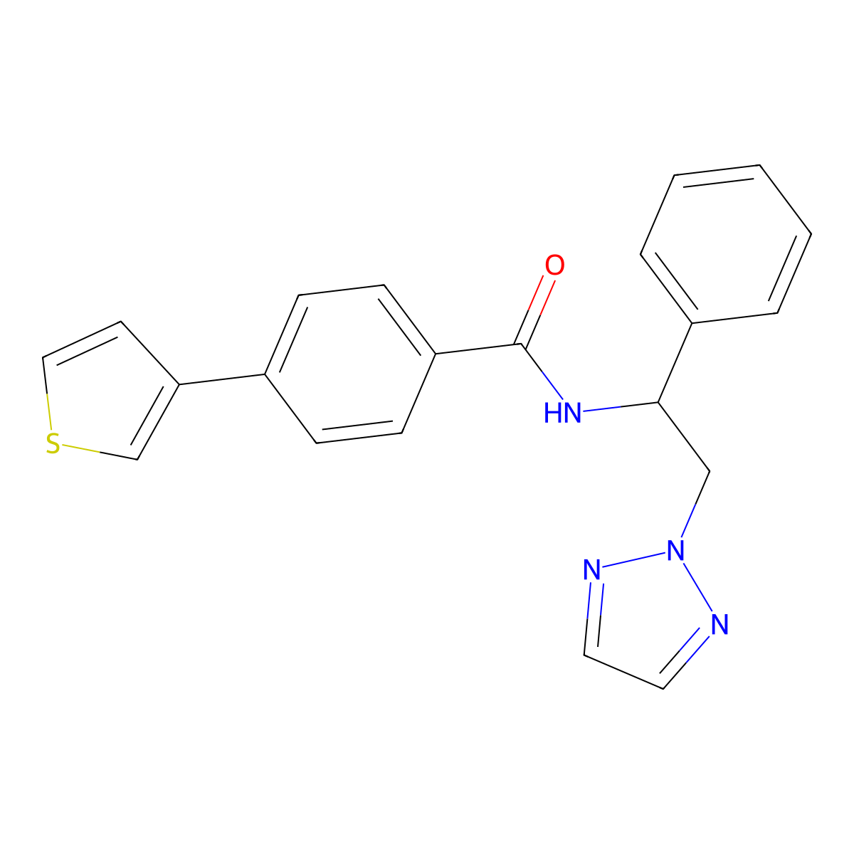 N-(1-phenyl-2-(2H-1,2,3-triazol-2-yl)ethyl)-4-(thiophen-3-yl)benzamide molecular structure, CAS 2034438-22-5