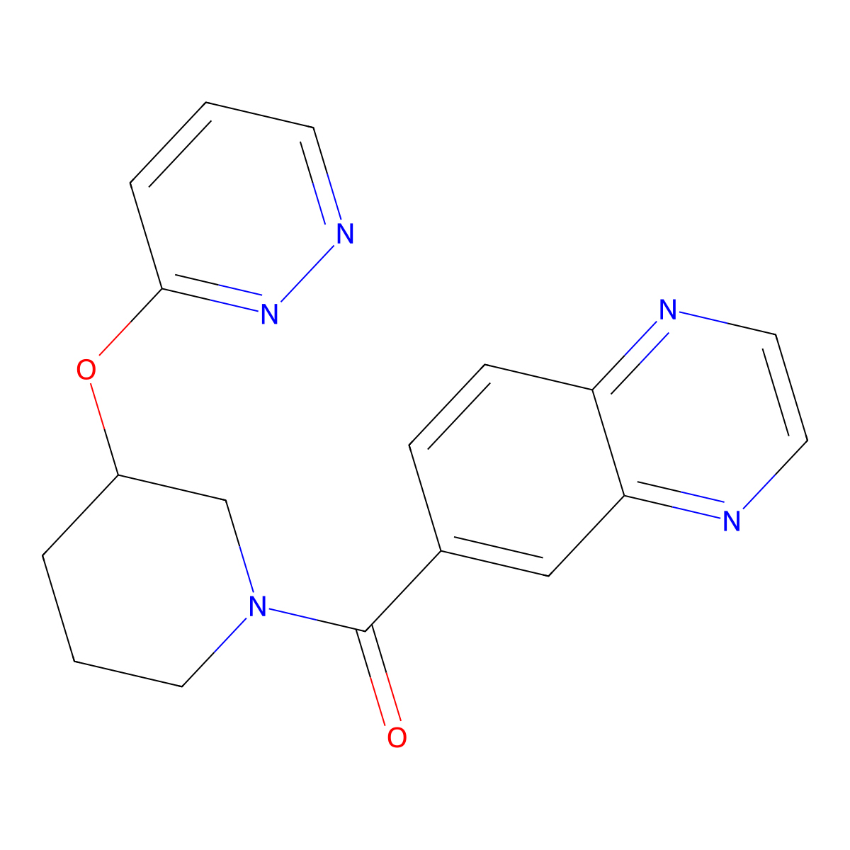 (3-(Pyridazin-3-yloxy)piperidin-1-yl)(quinoxalin-6-yl)methanone molecular structure, CAS 2034438-24-7