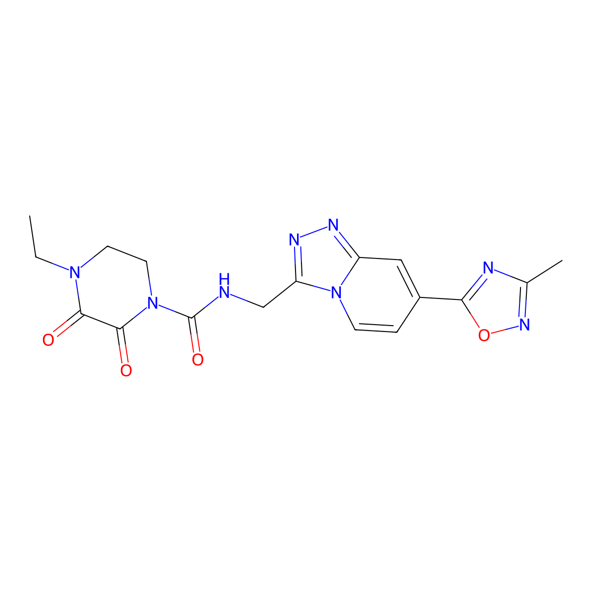 4-ethyl-N-((7-(3-methyl-1,2,4-oxadiazol-5-yl)-[1,2,4]triazolo[4,3-a]pyridin-3-yl)methyl)-2,3-dioxopiperazine-1-carboxamide molecular structure, CAS 2034438-29-2