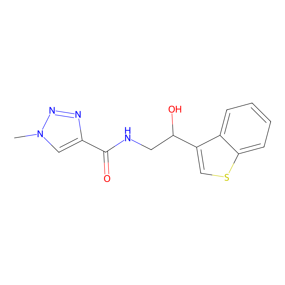 N-(2-(benzo[b]thiophen-3-yl)-2-hydroxyethyl)-1-methyl-1H-1,2,3-triazole-4-carboxamide molecular structure, CAS 2034438-30-5