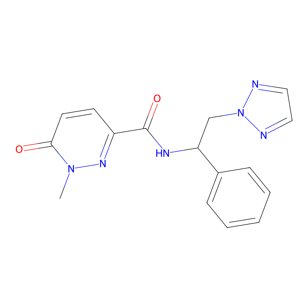 1-methyl-6-oxo-N-(1-phenyl-2-(2H-1,2,3-triazol-2-yl)ethyl)-1,6-dihydropyridazine-3-carboxamide molecular structure, CAS 2034438-35-0