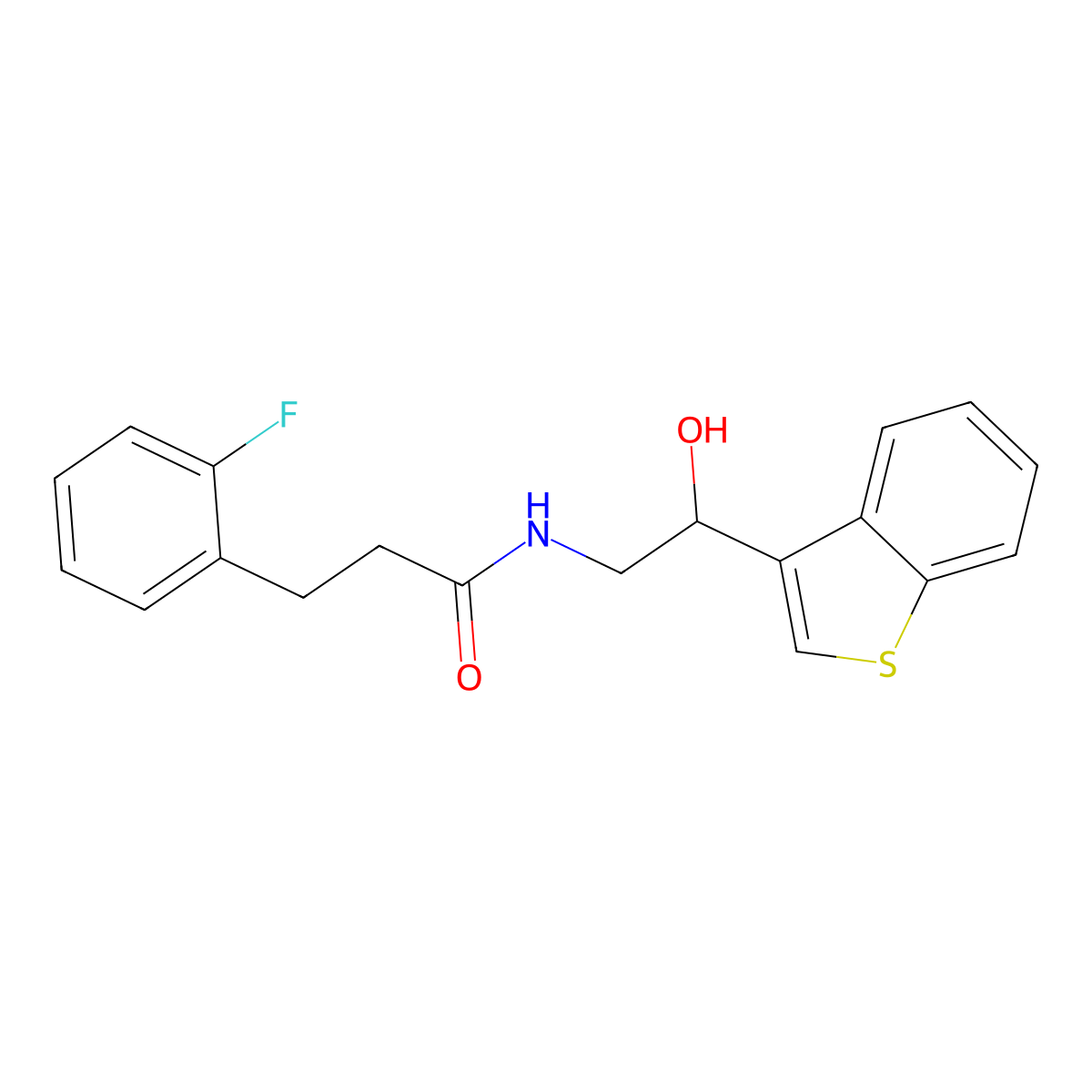 N-(2-(benzo[b]thiophen-3-yl)-2-hydroxyethyl)-3-(2-fluorophenyl)propanamide molecular structure, CAS 2034438-37-2