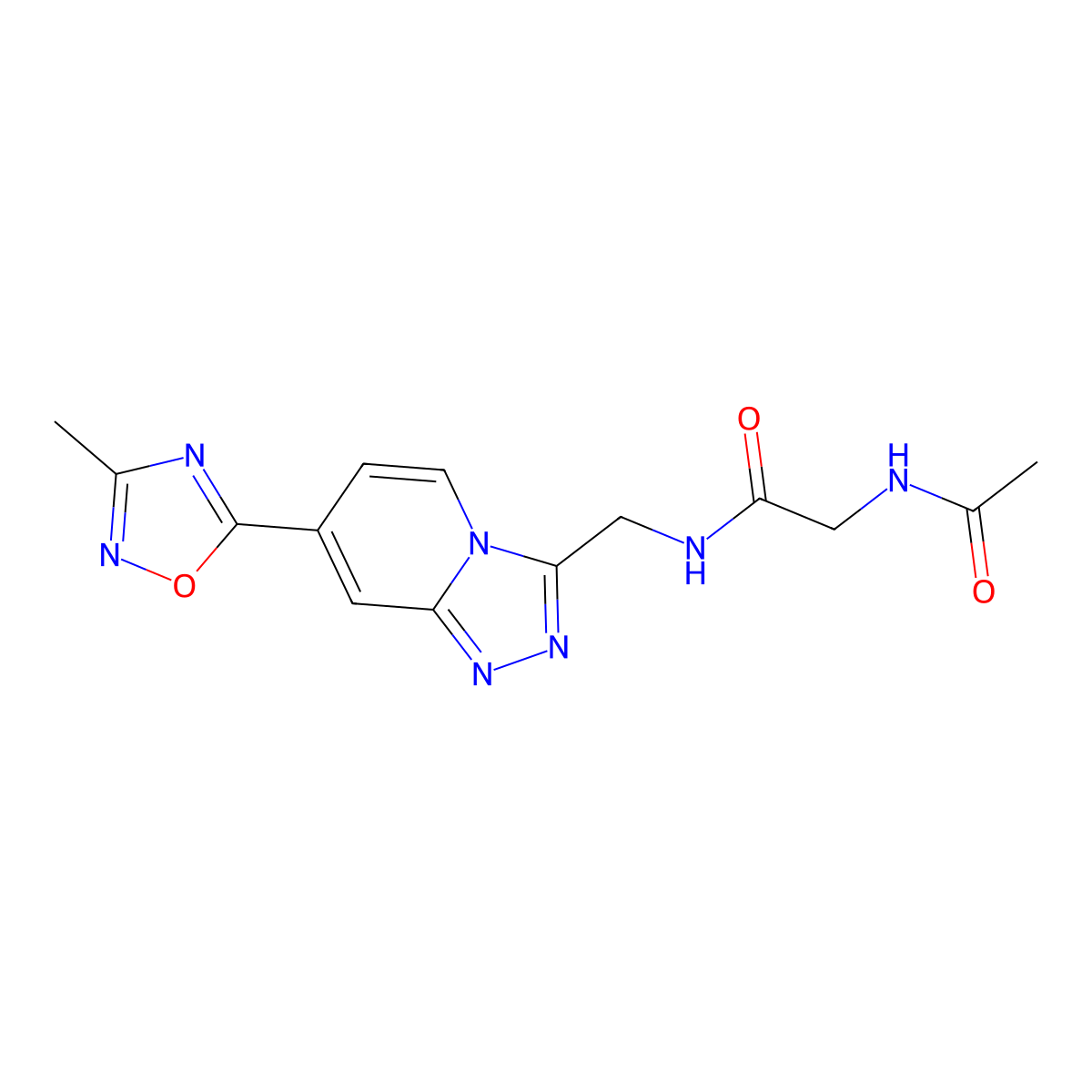 2-acetamido-N-((7-(3-methyl-1,2,4-oxadiazol-5-yl)-[1,2,4]triazolo[4,3-a]pyridin-3-yl)methyl)acetamide molecular structure, CAS 2034438-39-4