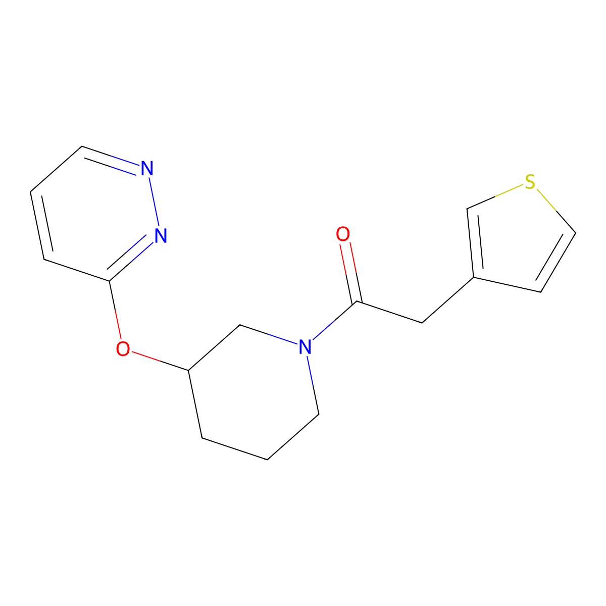 1-(3-(Pyridazin-3-yloxy)piperidin-1-yl)-2-(thiophen-3-yl)ethanone molecular structure, CAS 2034438-40-7