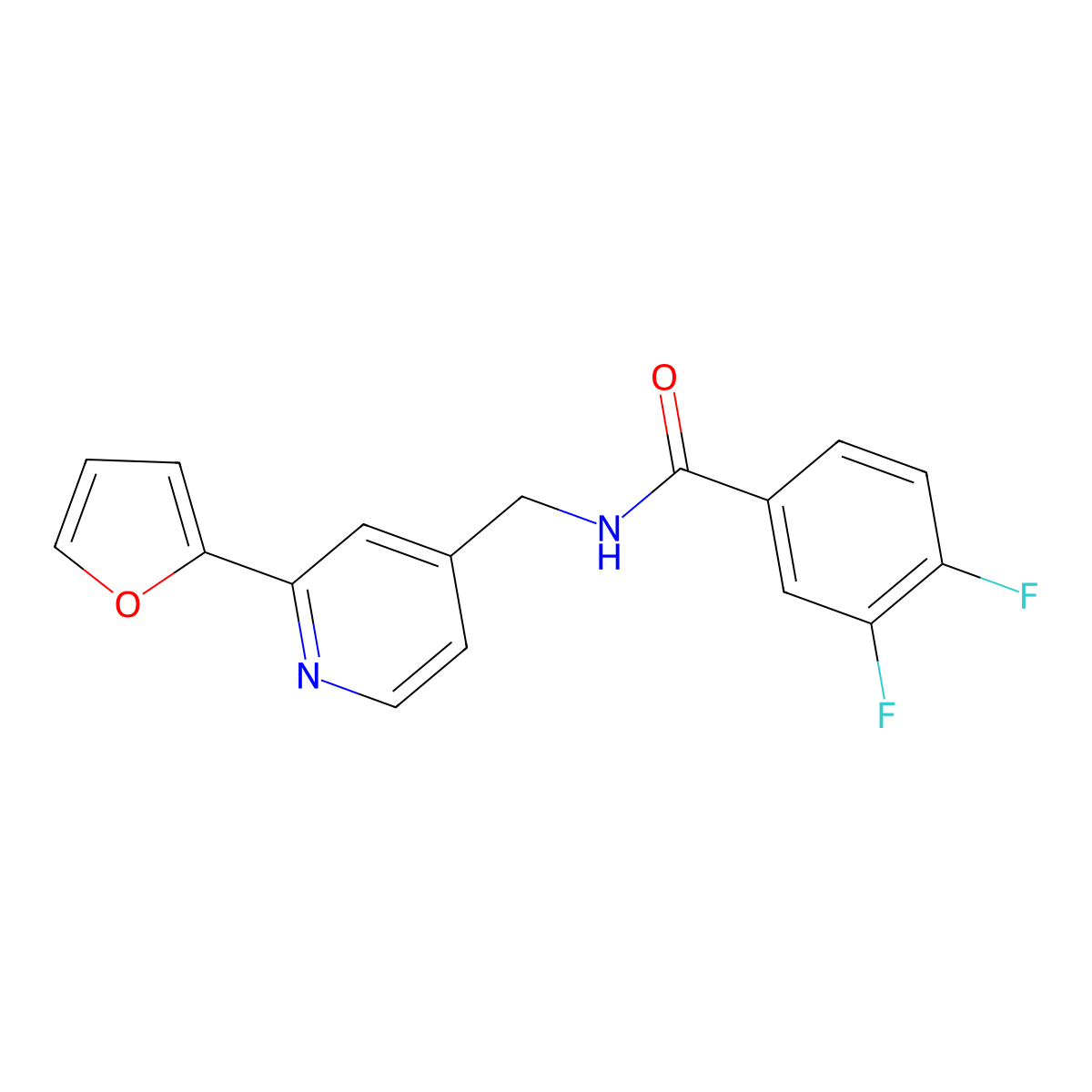 3,4-difluoro-N-{[2-(furan-2-yl)pyridin-4-yl]methyl}benzamide molecular structure, CAS 2034438-41-8