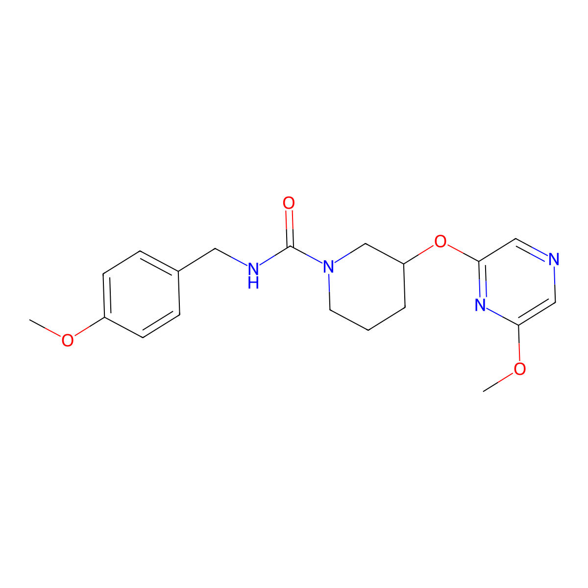 N-(4-methoxybenzyl)-3-((6-methoxypyrazin-2-yl)oxy)piperidine-1-carboxamide molecular structure, CAS 2034438-42-9