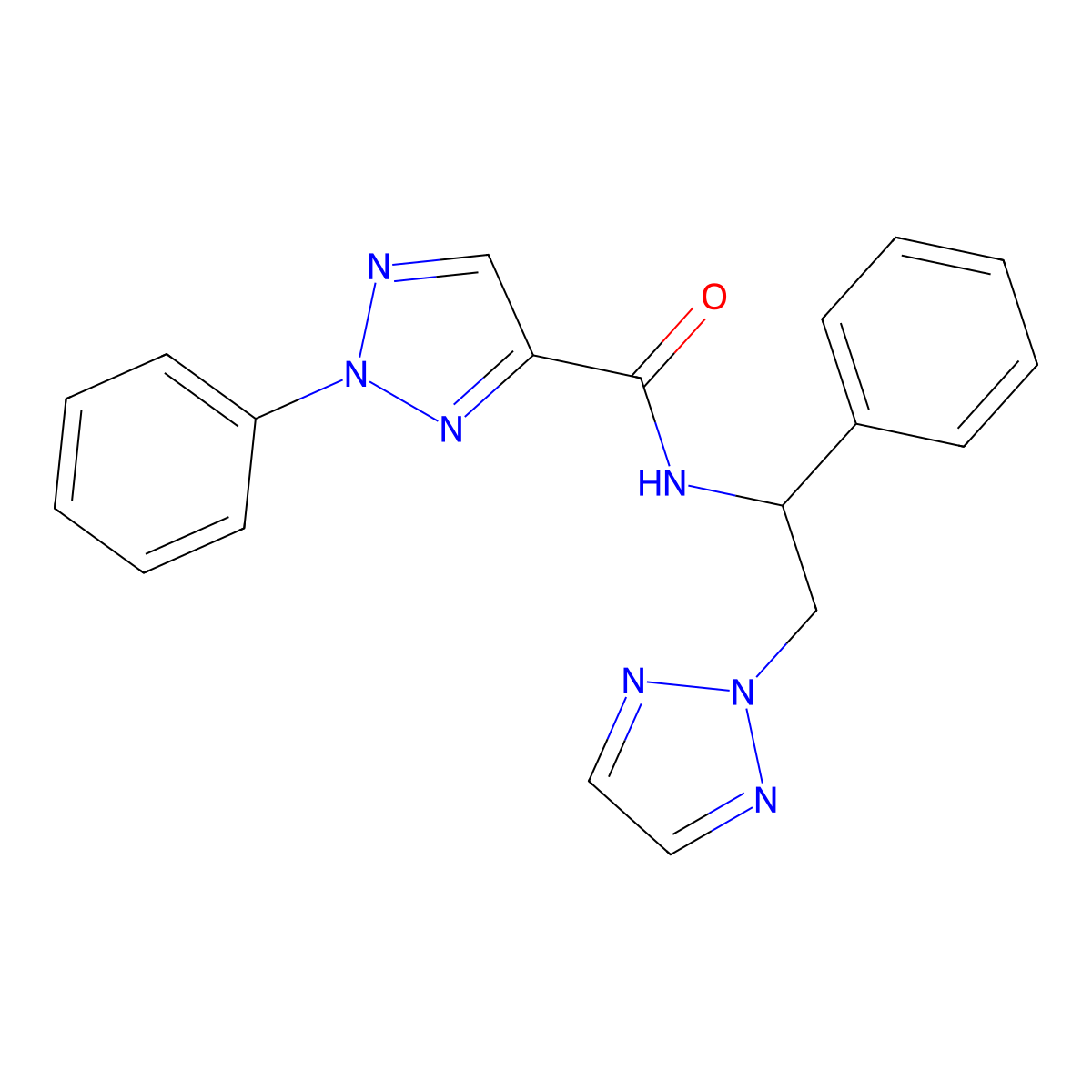 2-phenyl-N-(1-phenyl-2-(2H-1,2,3-triazol-2-yl)ethyl)-2H-1,2,3-triazole-4-carboxamide molecular structure, CAS 2034438-43-0