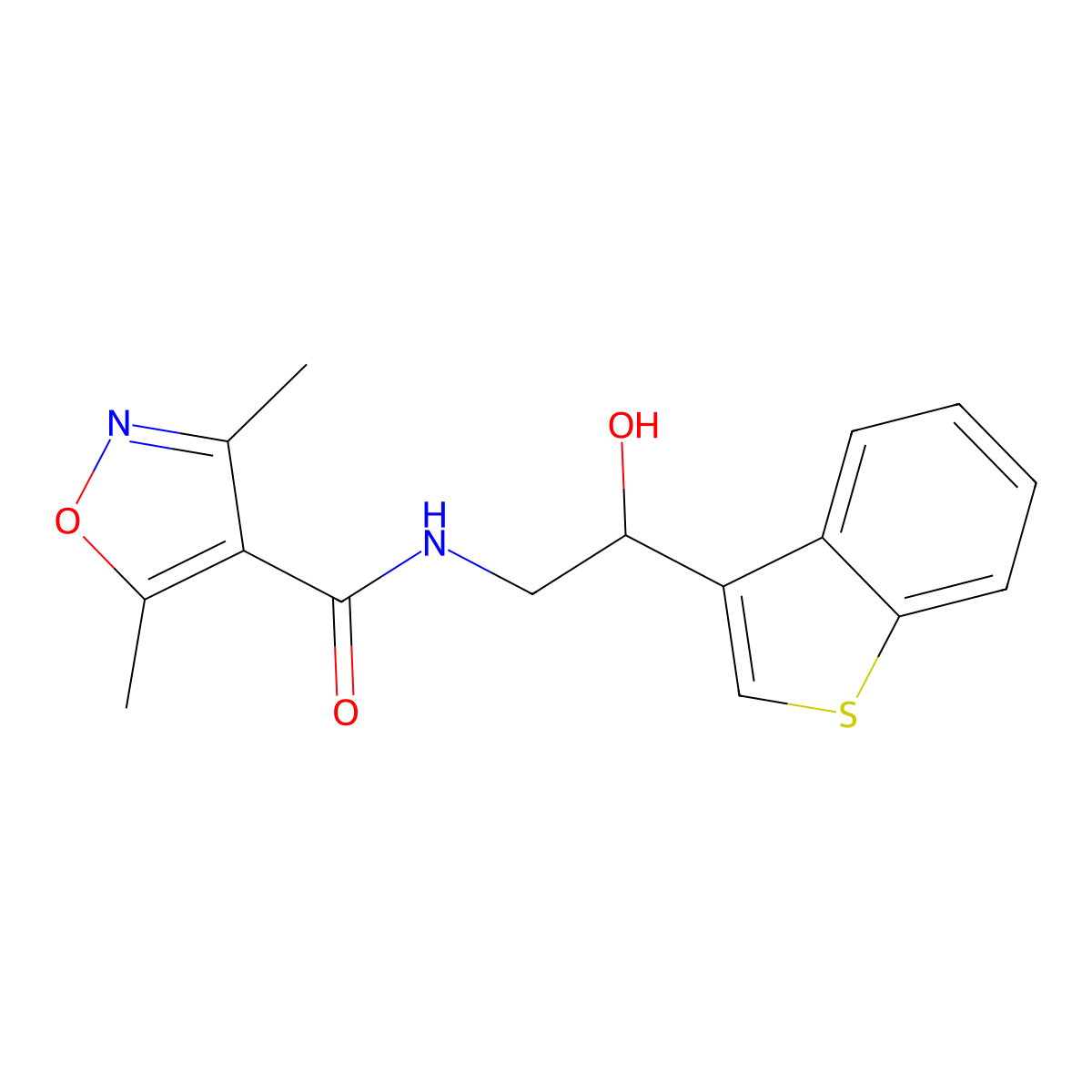 N-(2-(benzo[b]thiophen-3-yl)-2-hydroxyethyl)-3,5-dimethylisoxazole-4-carboxamide molecular structure, CAS 2034438-44-1