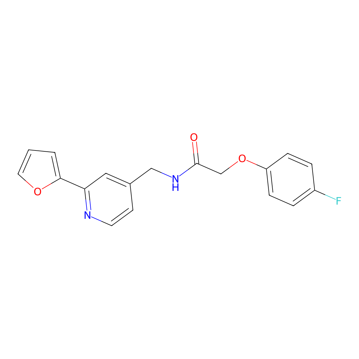 2-(4-fluorophenoxy)-N-{[2-(furan-2-yl)pyridin-4-yl]methyl}acetamide molecular structure, CAS 2034438-49-6