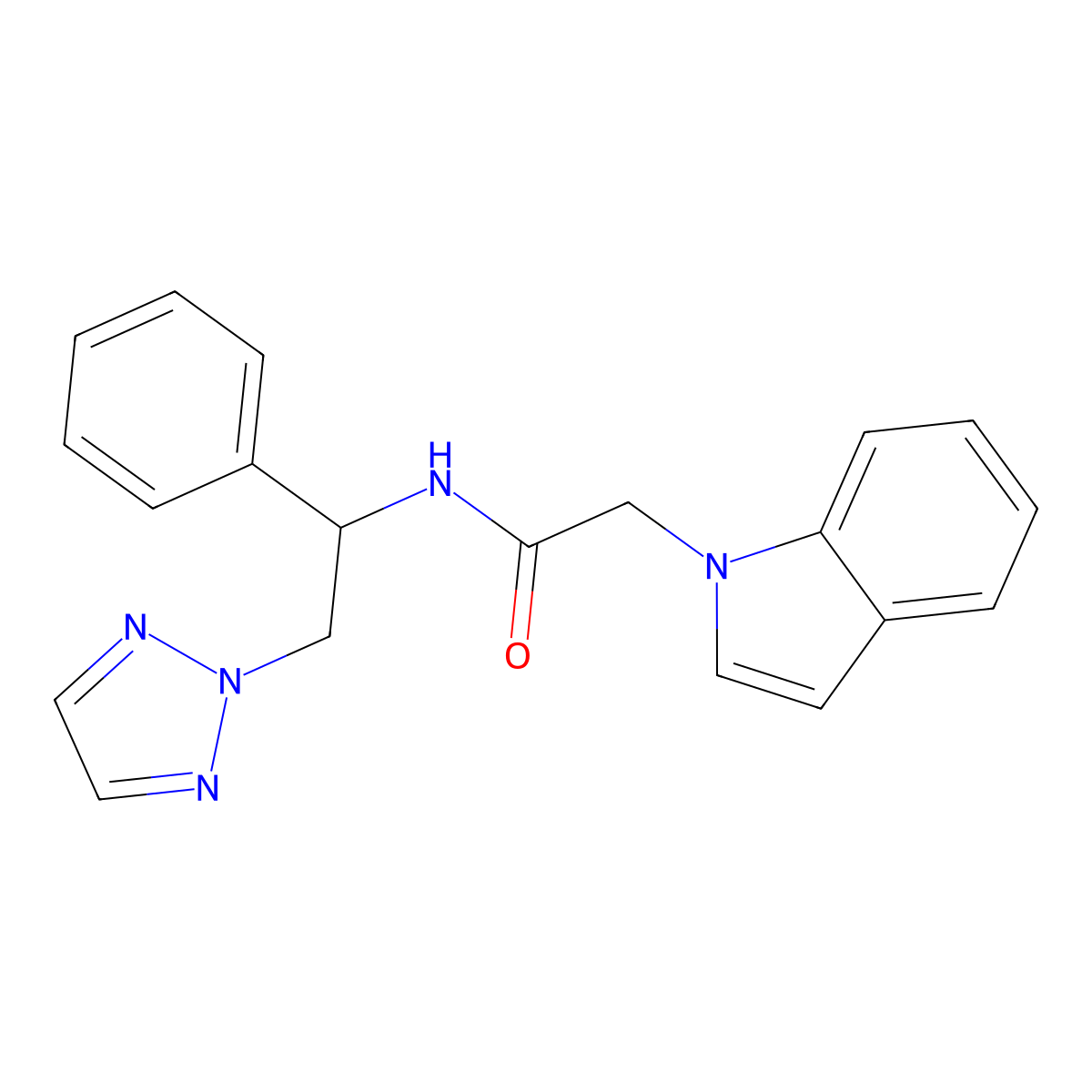 2-(1H-indol-1-yl)-N-(1-phenyl-2-(2H-1,2,3-triazol-2-yl)ethyl)acetamide molecular structure, CAS 2034438-50-9